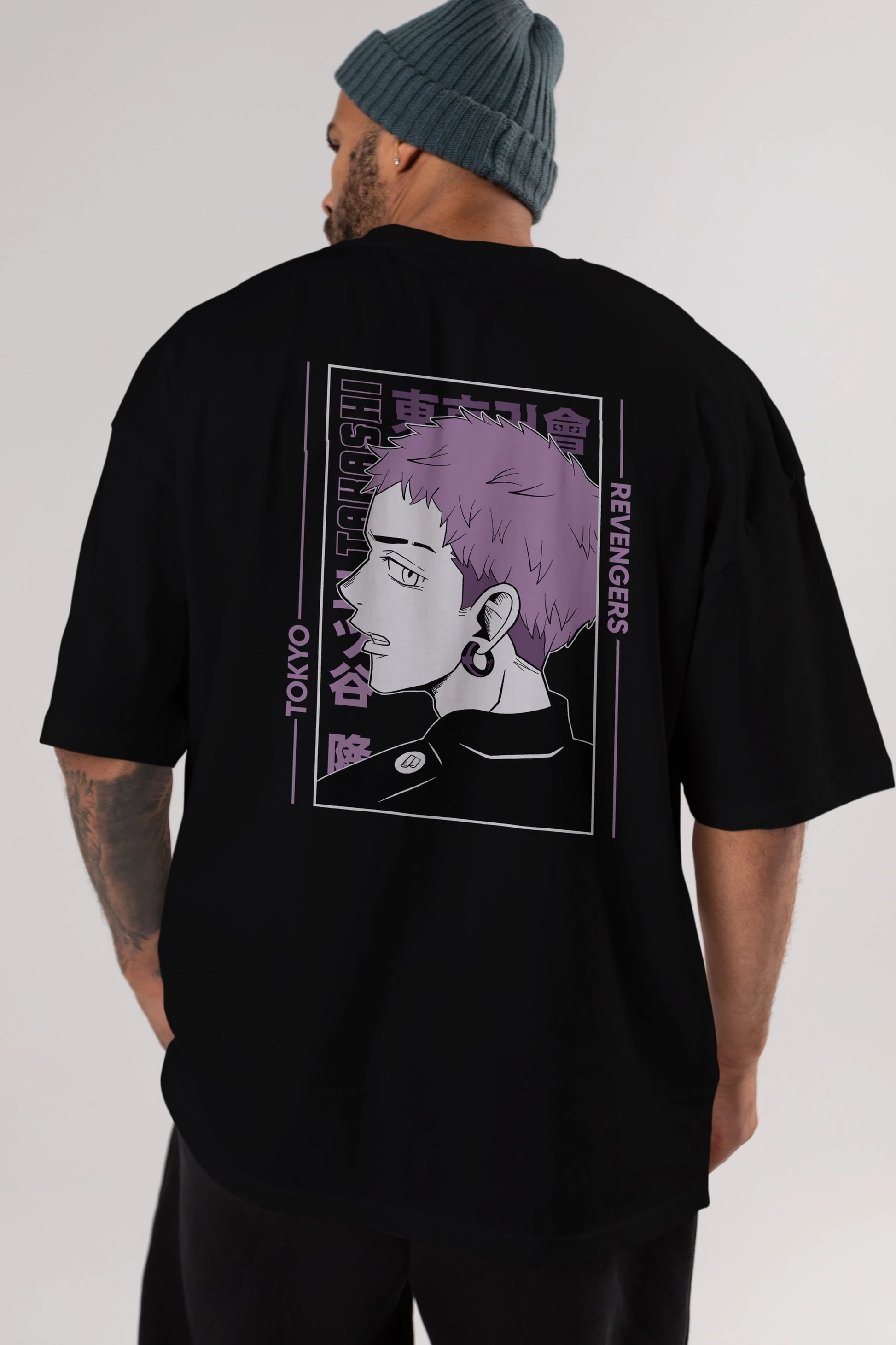 Takashi Mitsuya Anime Arka Baskılı Oversize t-shirt Erkek Kadın Unisex