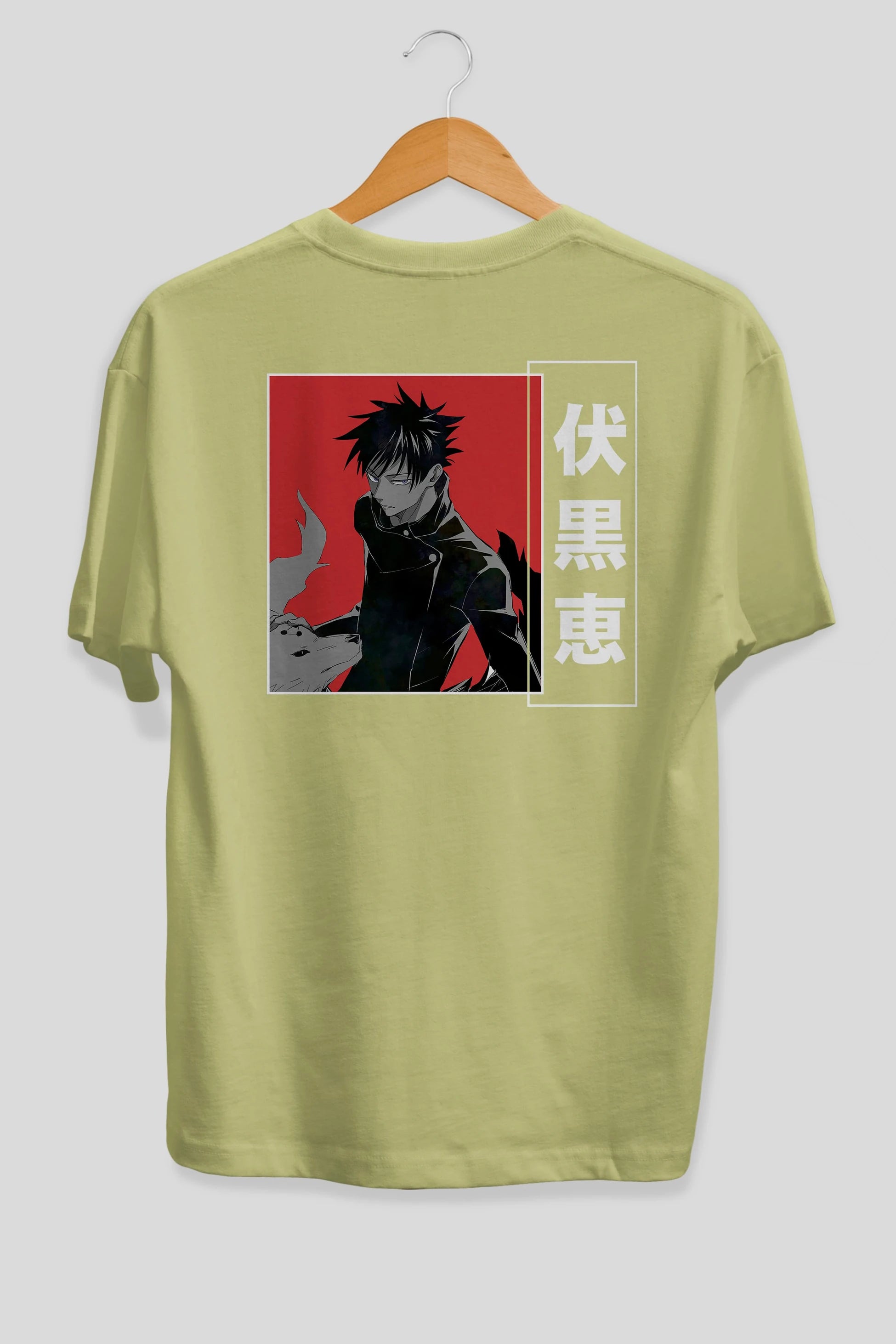 Megumi Fushiguro Anime Arka Baskılı Oversize t-shirt Erkek Kadın Unisex