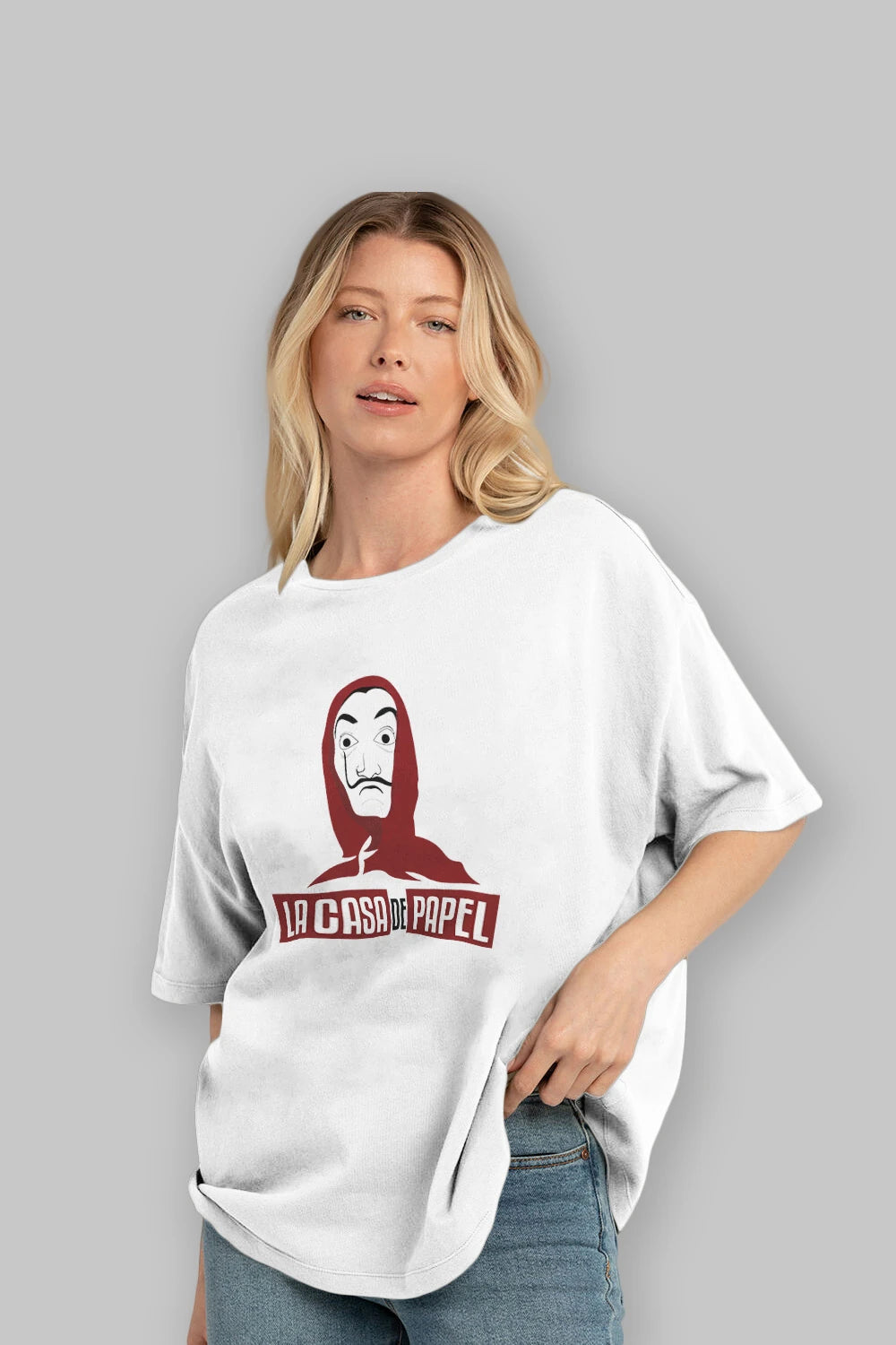 La Casa De Papel (1) Ön Baskılı Oversize t-shirt Erkek Kadın Unisex %100 Pamuk Bisiklet Yaka tişort