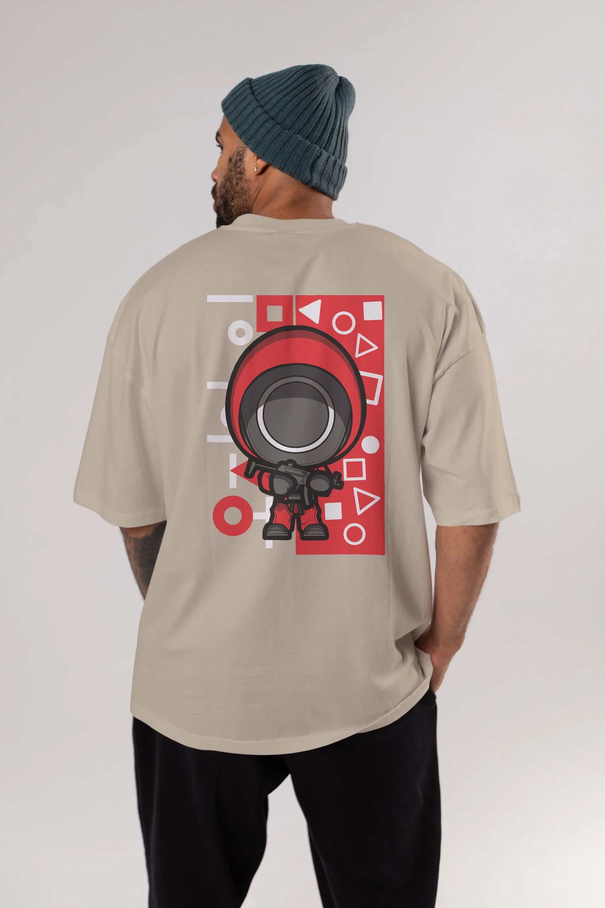 Squid Game (4) Arka Baskılı Oversize t-shirt Erkek Kadın Unisex %100 Pamuk Bisiklet Yaka tişort