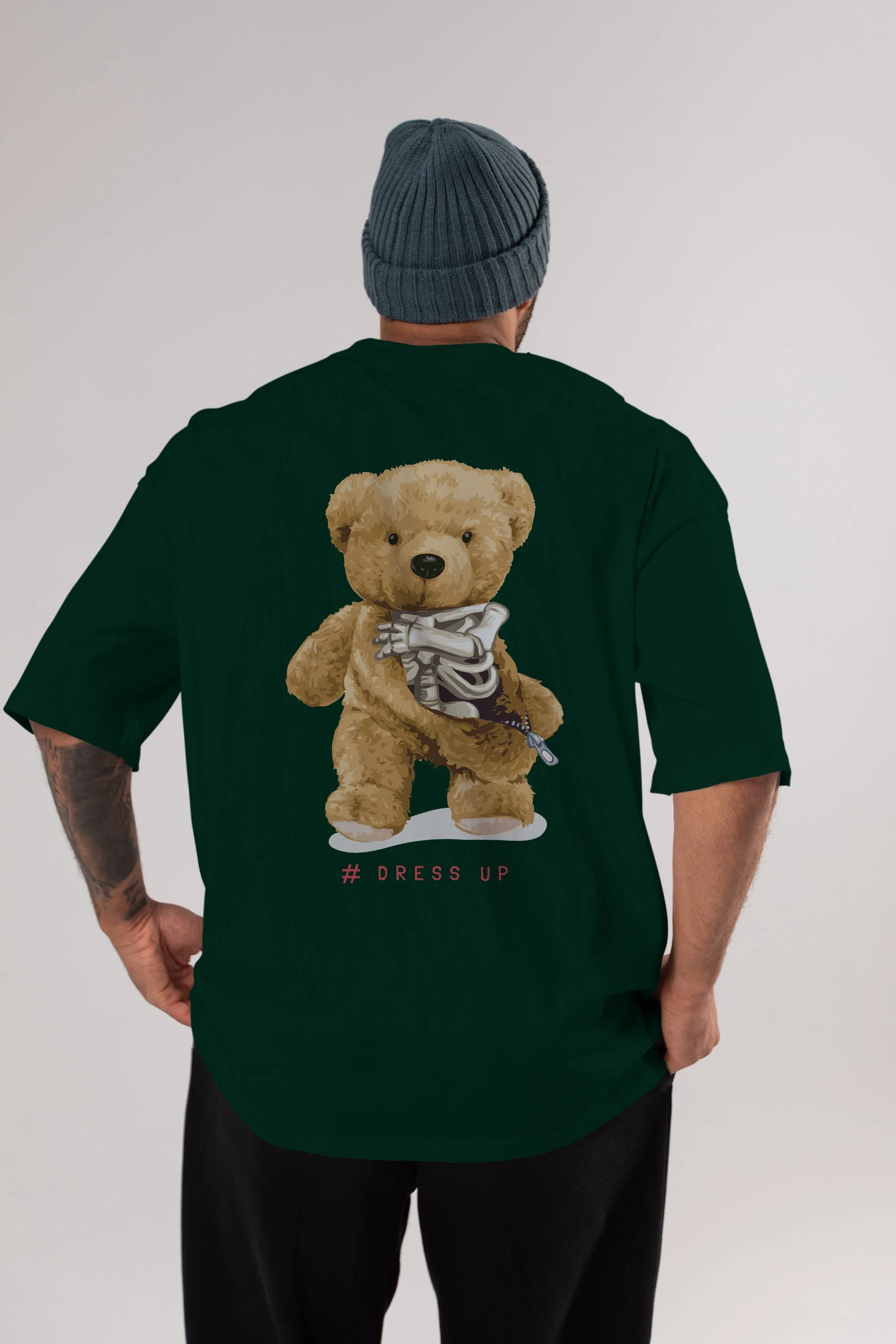 Teddy Bear Dress Up Arka Baskılı Oversize t-shirt Erkek Kadın Unisex %100 Pamuk