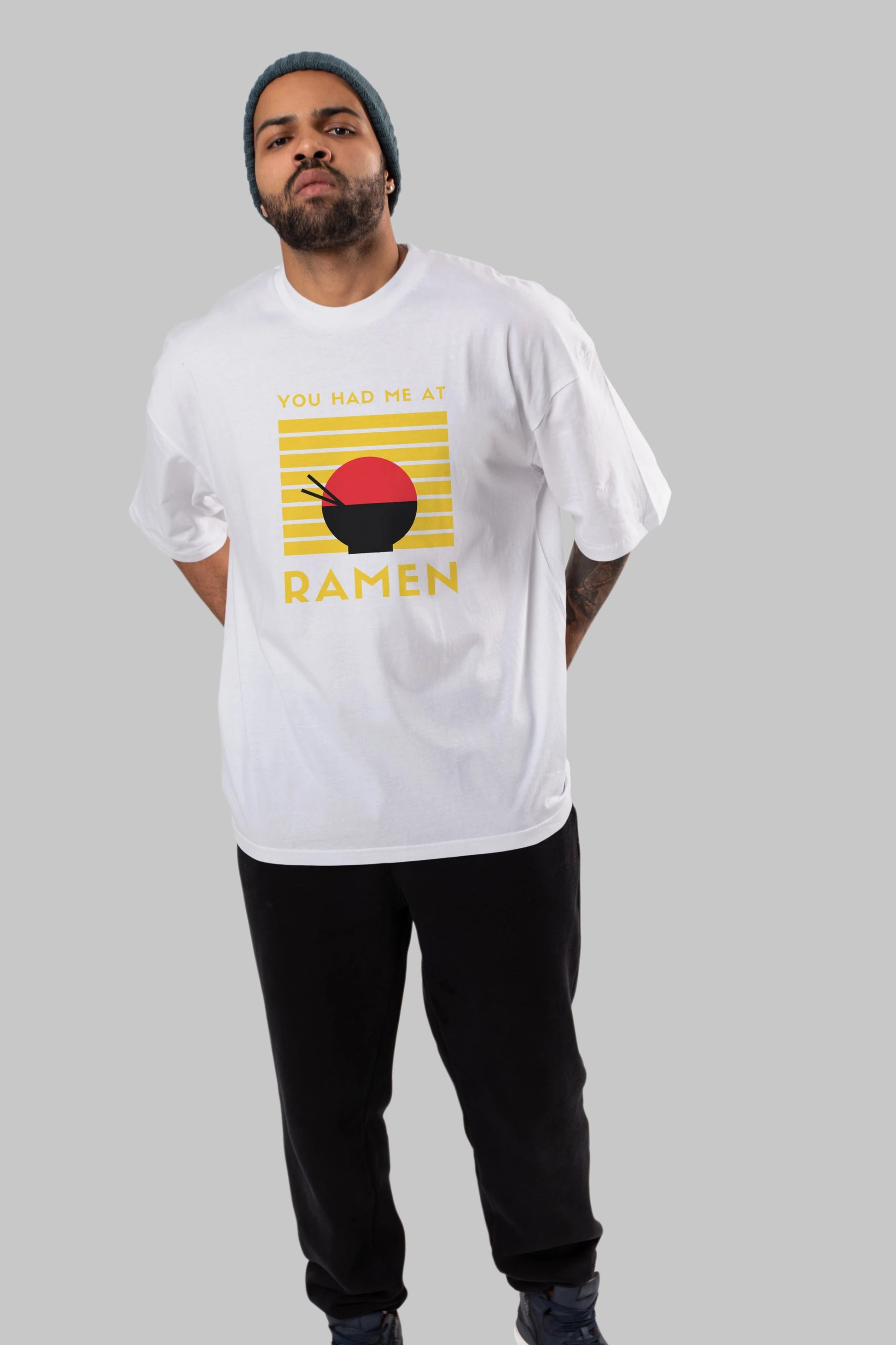 You Had me at Ramen Yazılı Ön Baskılı Oversize t-shirt Erkek Kadın Unisex