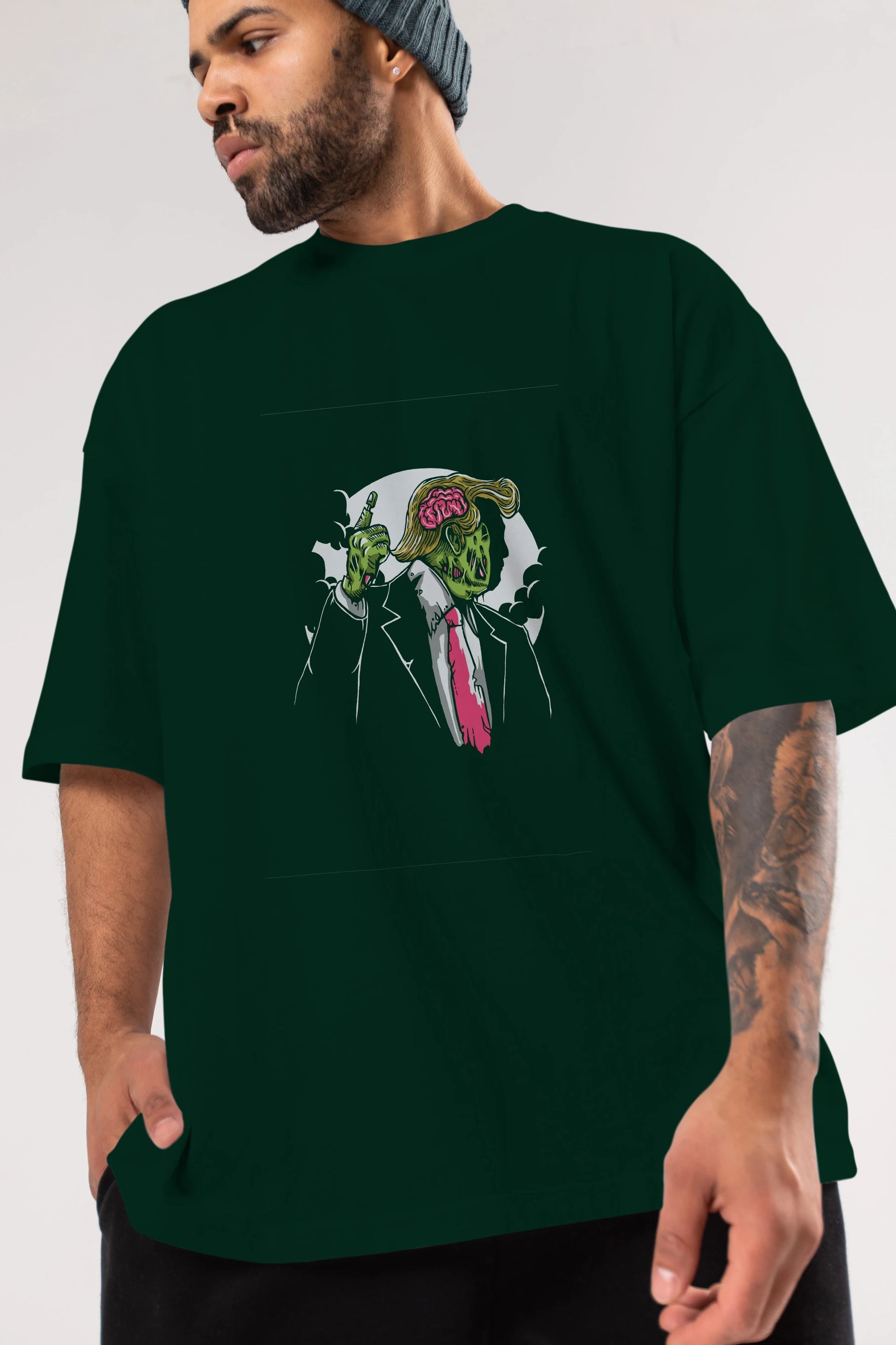 Make Zombie Great Again Ön Baskılı Oversize t-shirt Erkek Kadın Unisex %100 Pamuk tişort