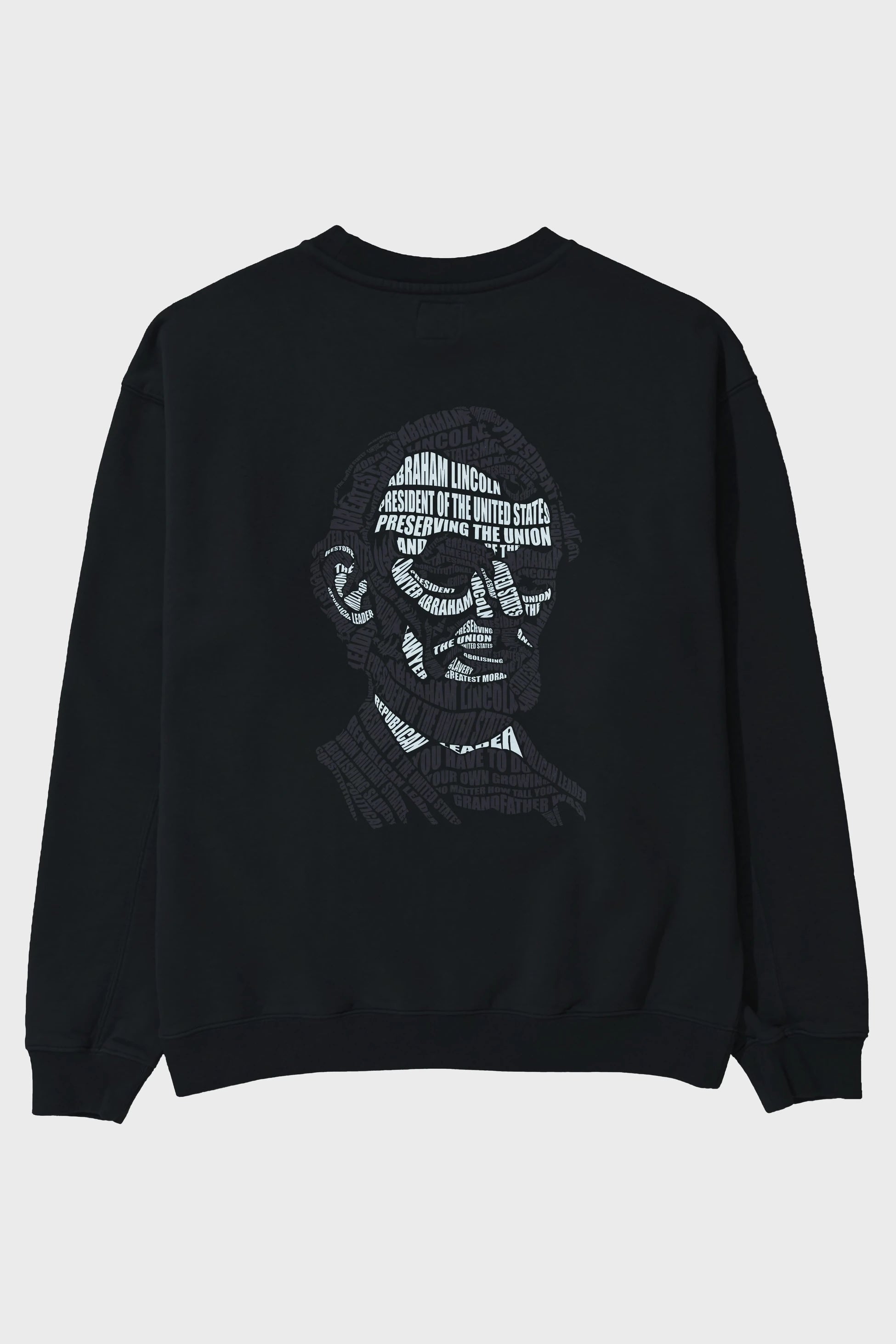 Abraham Lincoln Calligram Arka Baskılı Oversize Sweatshirt Erkek Kadın Unisex