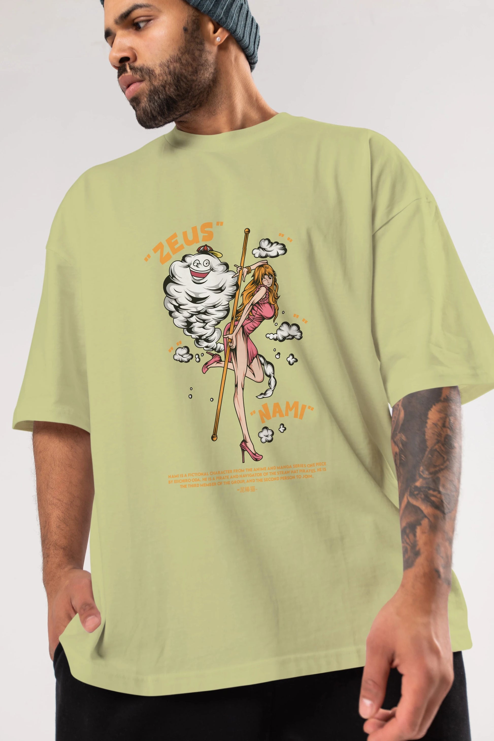 Zeus Nami Anime Ön Baskılı Oversize t-shirt %100 pamuk Erkek Kadın Unisex
