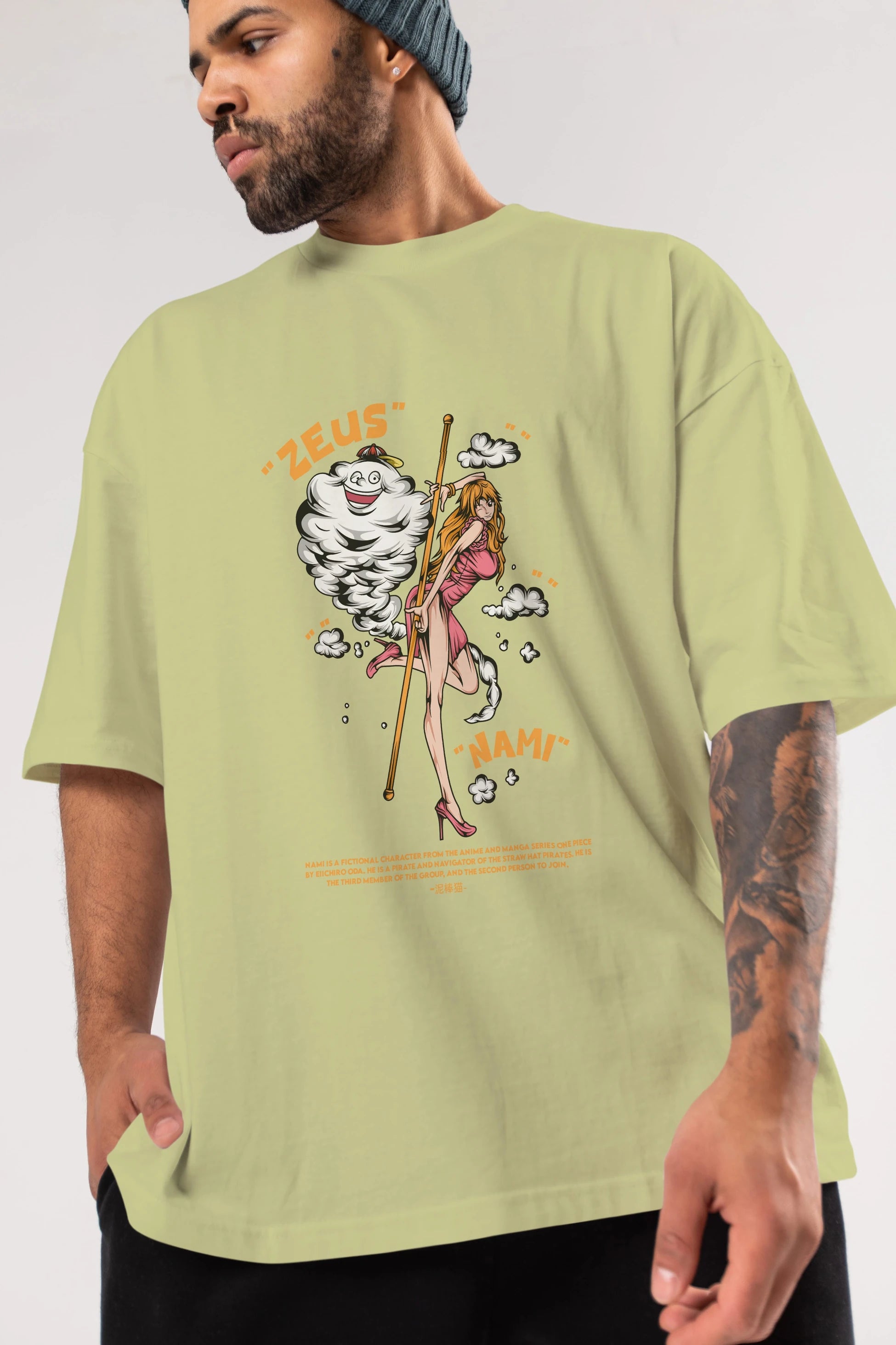Zeus Nami Anime Ön Baskılı Oversize t-shirt %100 pamuk Erkek Kadın Unisex