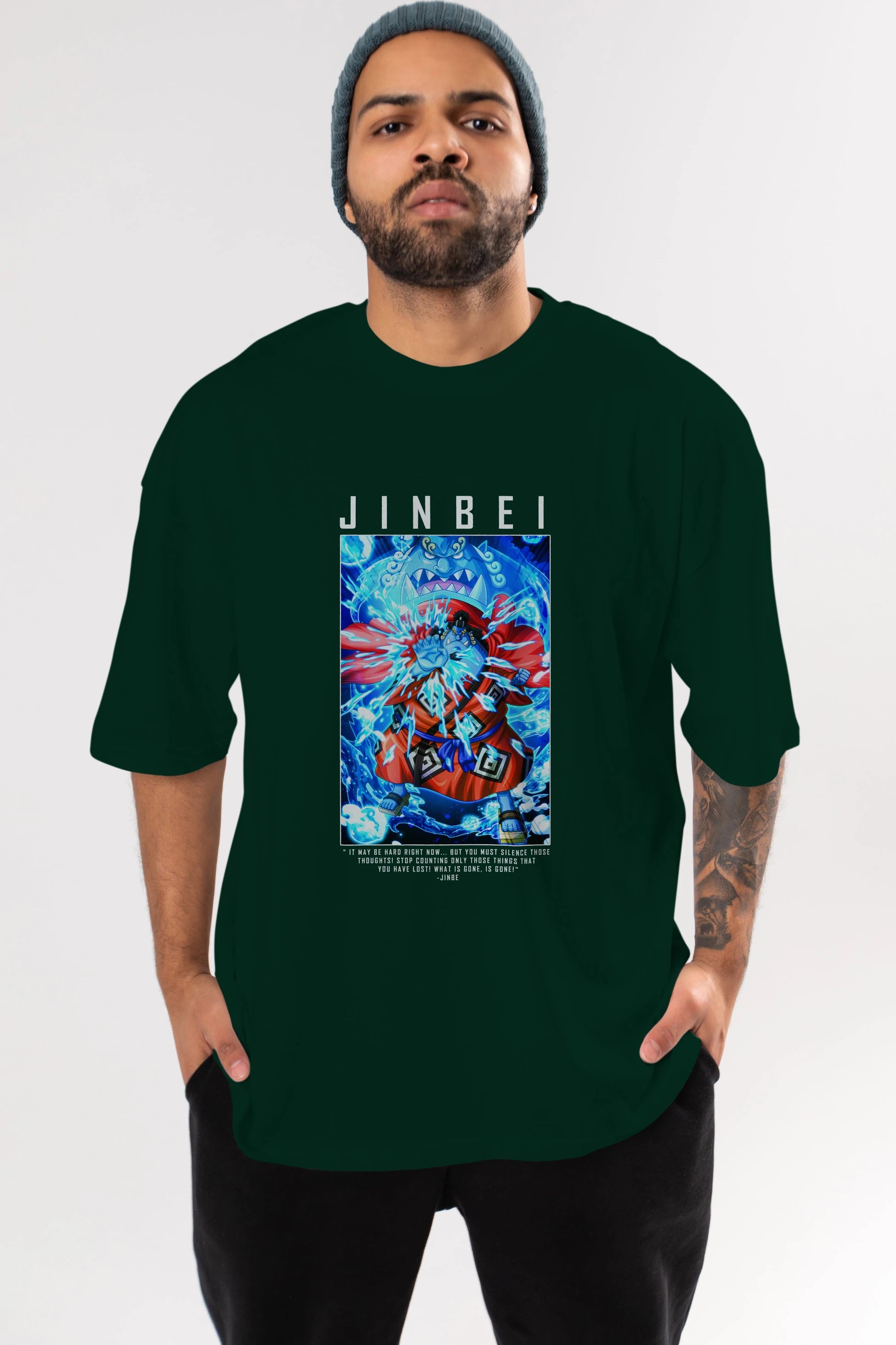 Jinbei Anime Ön Baskılı Oversize t-shirt Erkek Kadın Unisex
