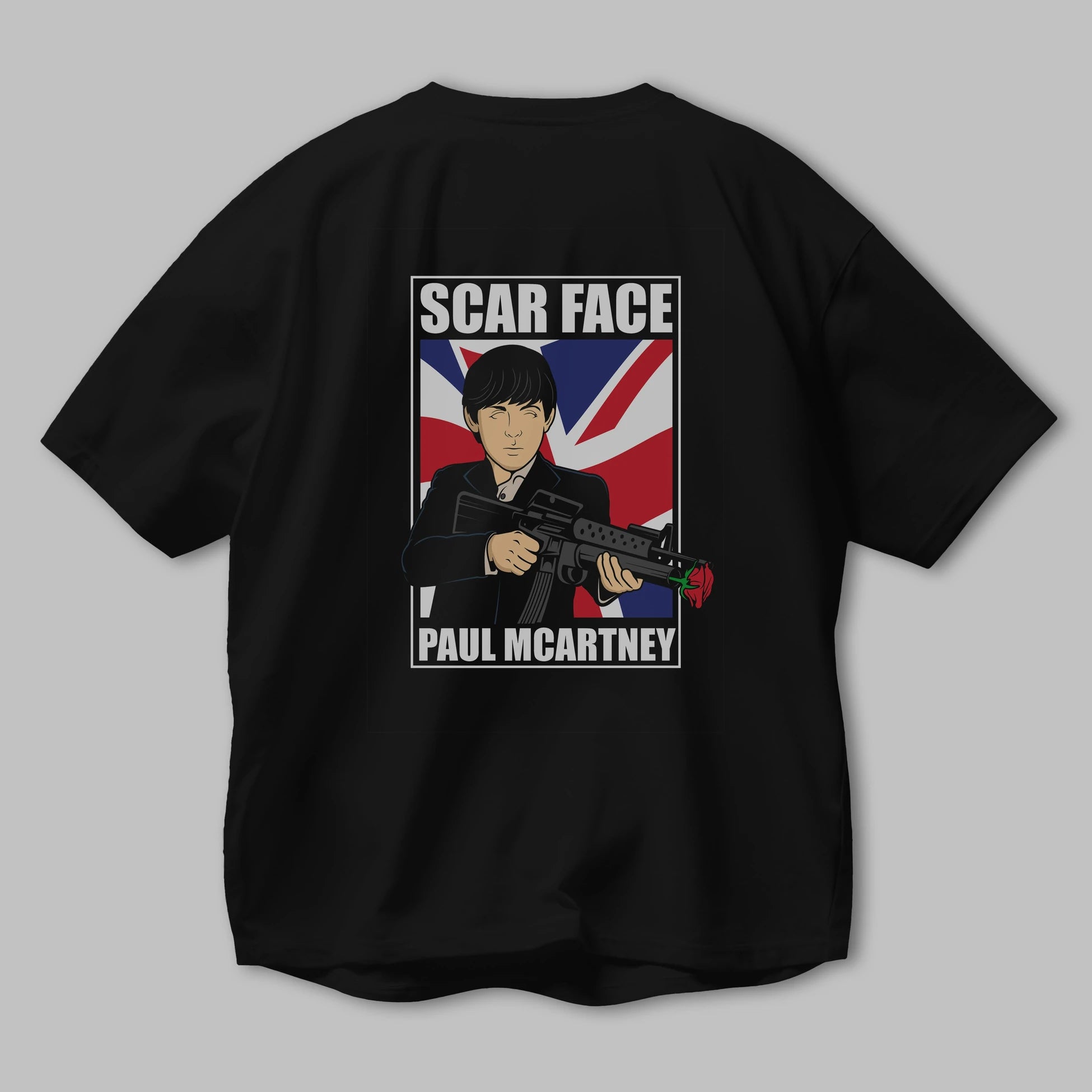 Paul Mccartney Scar Face Arka Baskılı Oversize t-shirt Erkek Kadın Unisex %100 Pamuk tişort