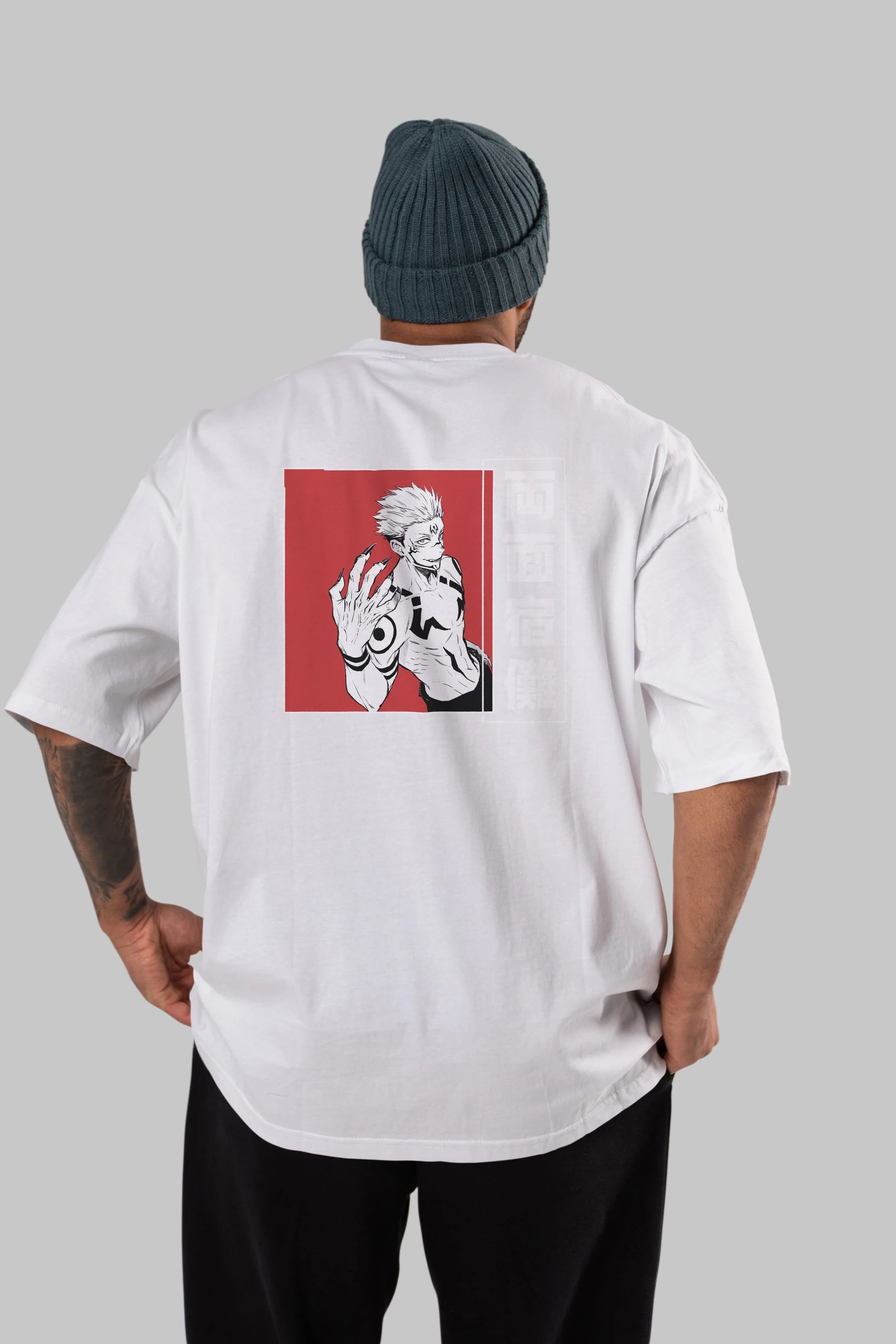 Sukuna Ryoumen 2 Anime Arka Baskılı Oversize t-shirt Erkek Kadın Unisex
