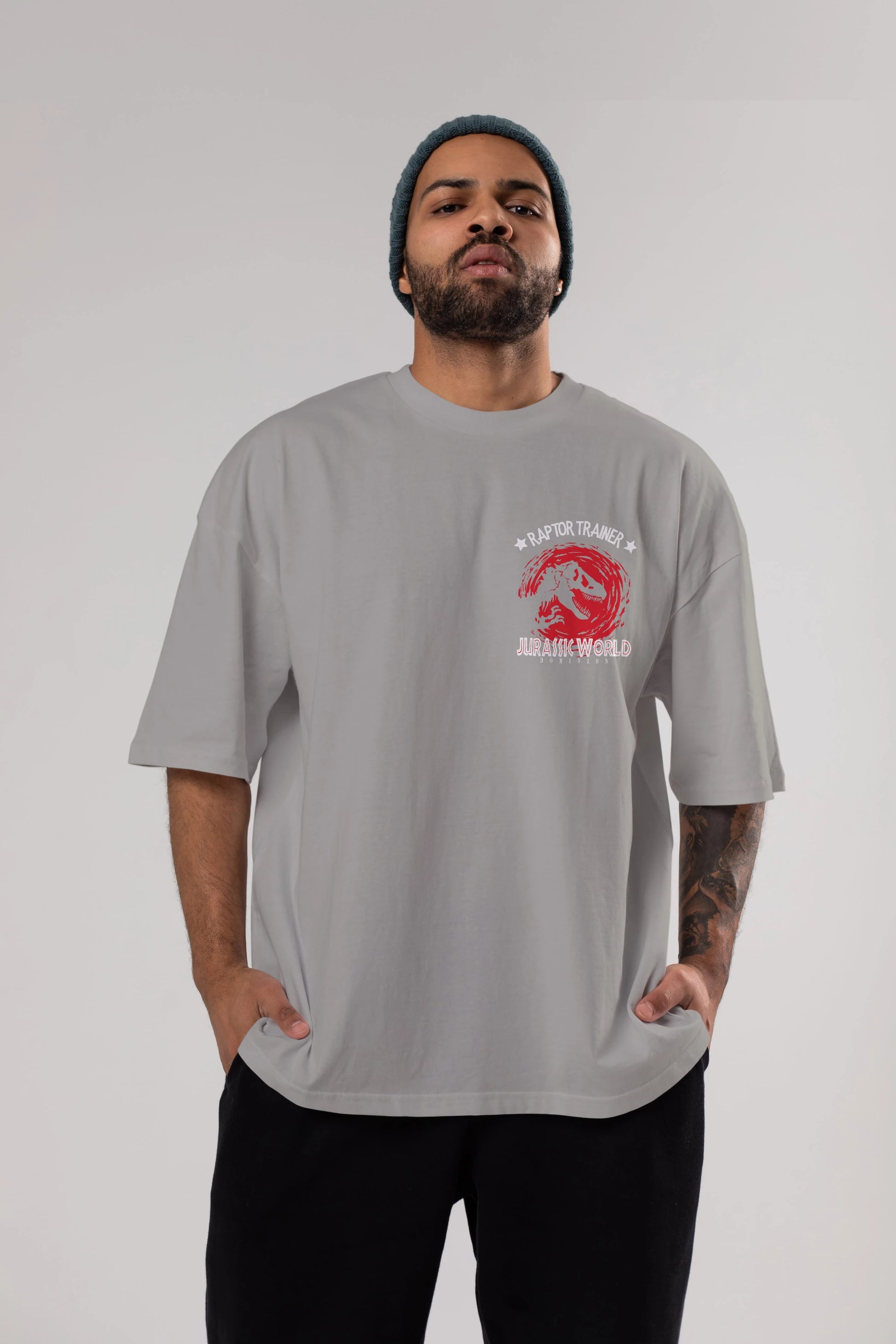 Jurassic Park (3) Ön Sol Baskılı Oversize t-shirt Erkek Kadın Unisex %100 Pamuk Bisiklet Yaka tişort