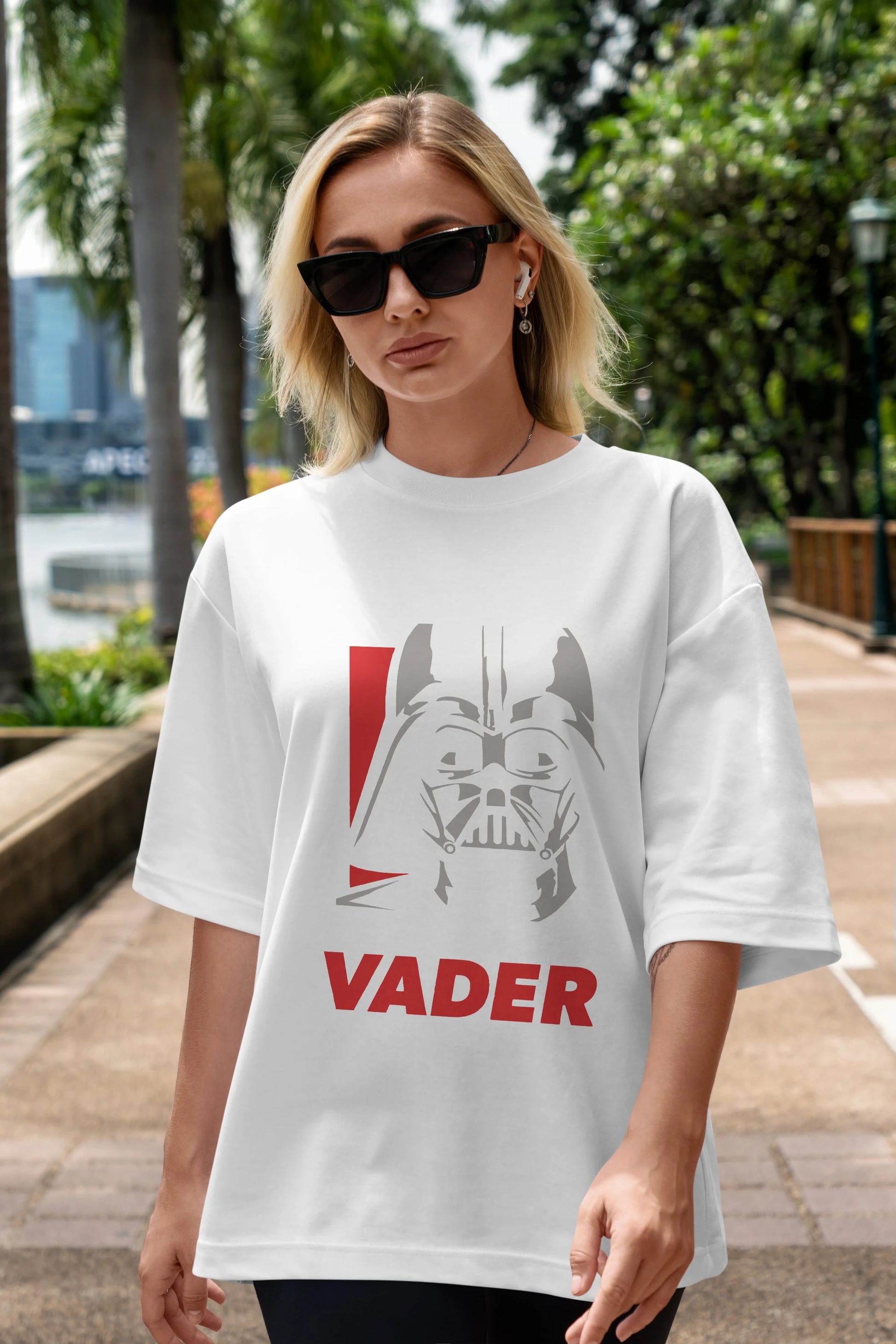Darth Vader Ön Baskılı Oversize t-shirt Erkek Kadın Unisex %100 Pamuk Bisiklet Yaka tişort