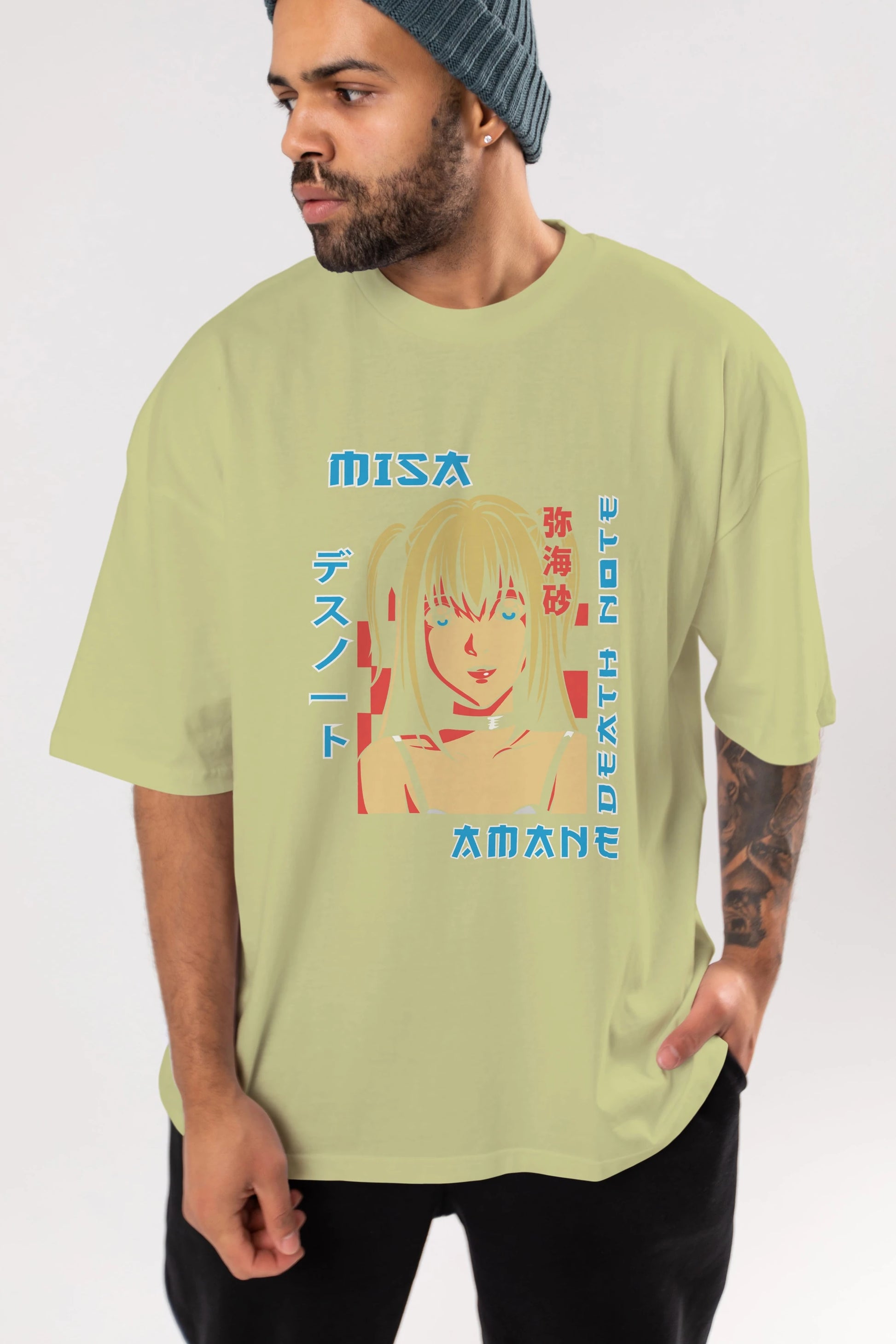 MISA-DEATH NOTE Anime Ön Baskılı Oversize t-shirt %100 pamuk Erkek Kadın Unisex