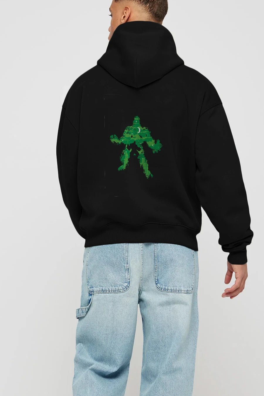 Green Monster Arka Baskılı Hoodie Oversize Kapüşonlu Sweatshirt Erkek Kadın Unisex