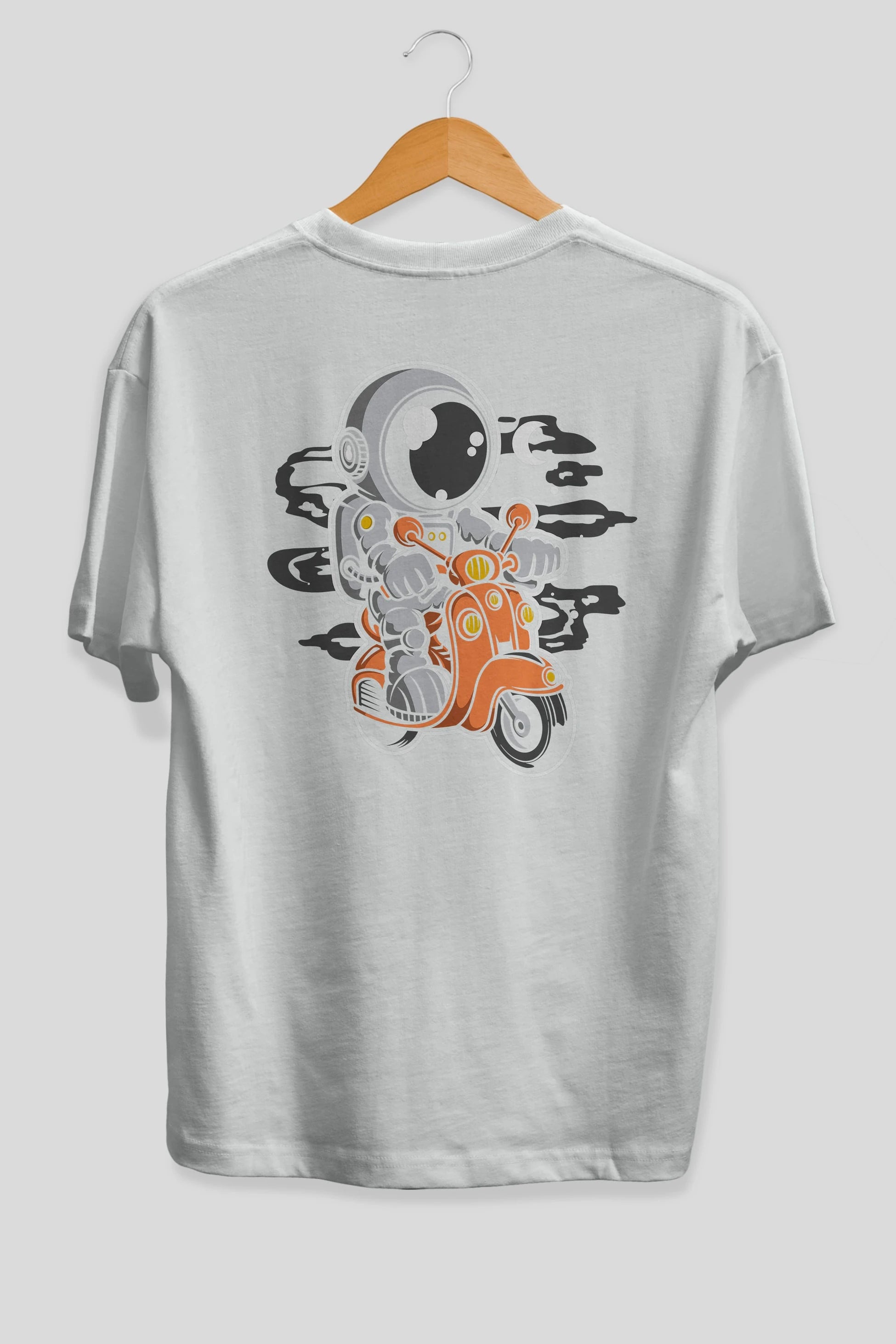 Astronaut Scooter Arka Baskılı Oversize t-shirt Erkek Kadın Unisex