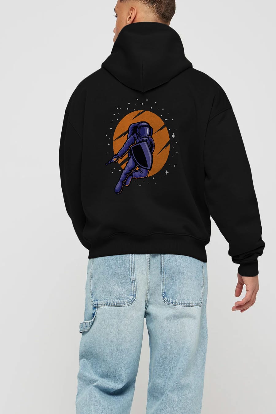 Astro Wars Arka Baskılı Hoodie Oversize Kapüşonlu Sweatshirt Erkek Kadın Unisex