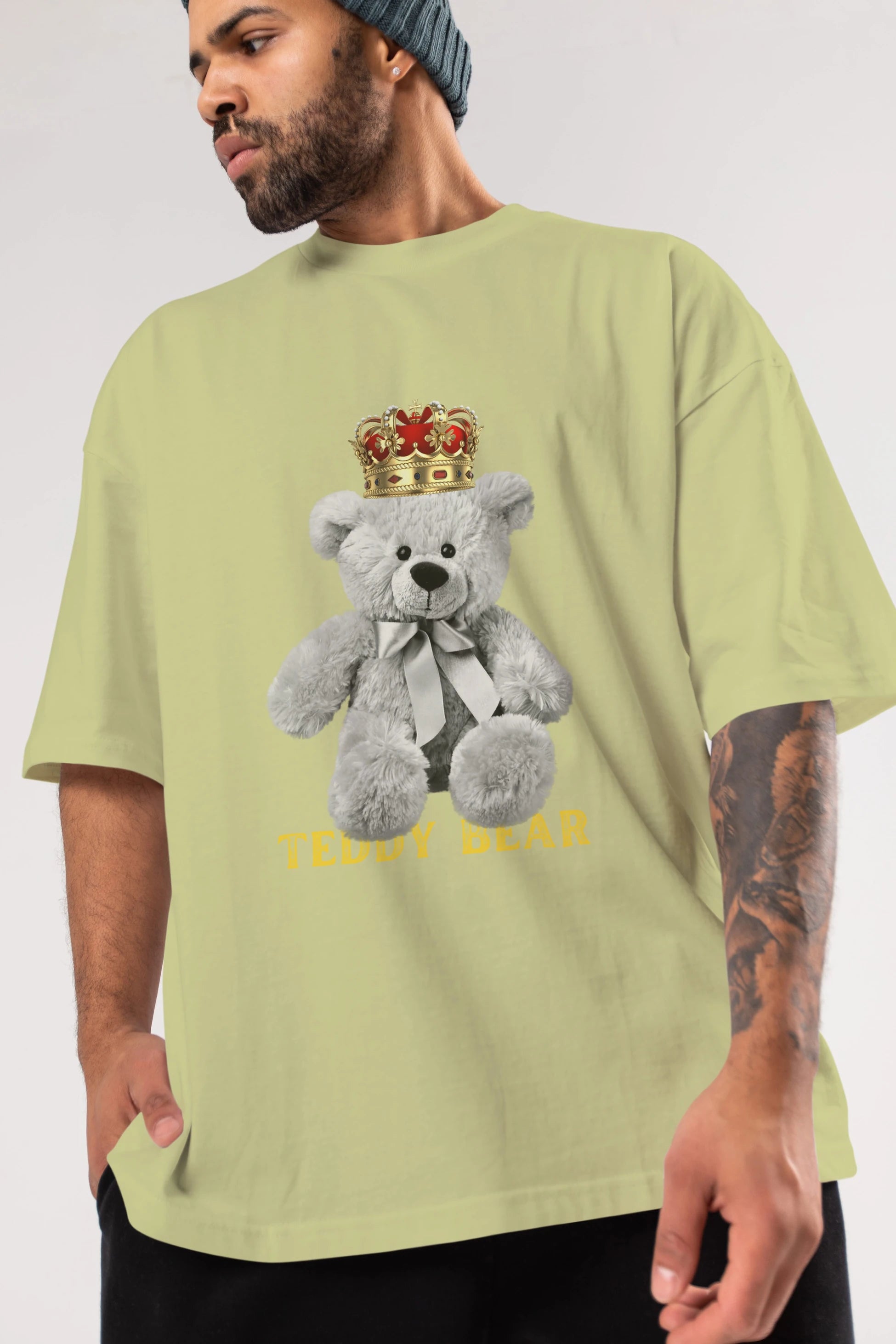 Teddy Bear Ön Baskılı Oversize t-shirt Erkek Kadın Unisex