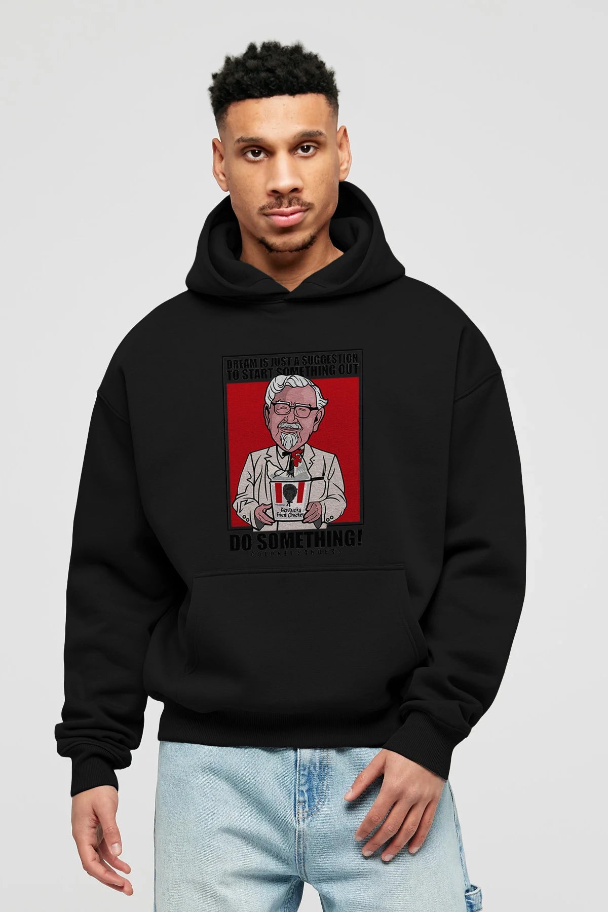 Colonel Sanders Ön Baskılı Hoodie Oversize Kapüşonlu Sweatshirt Erkek Kadın Unisex