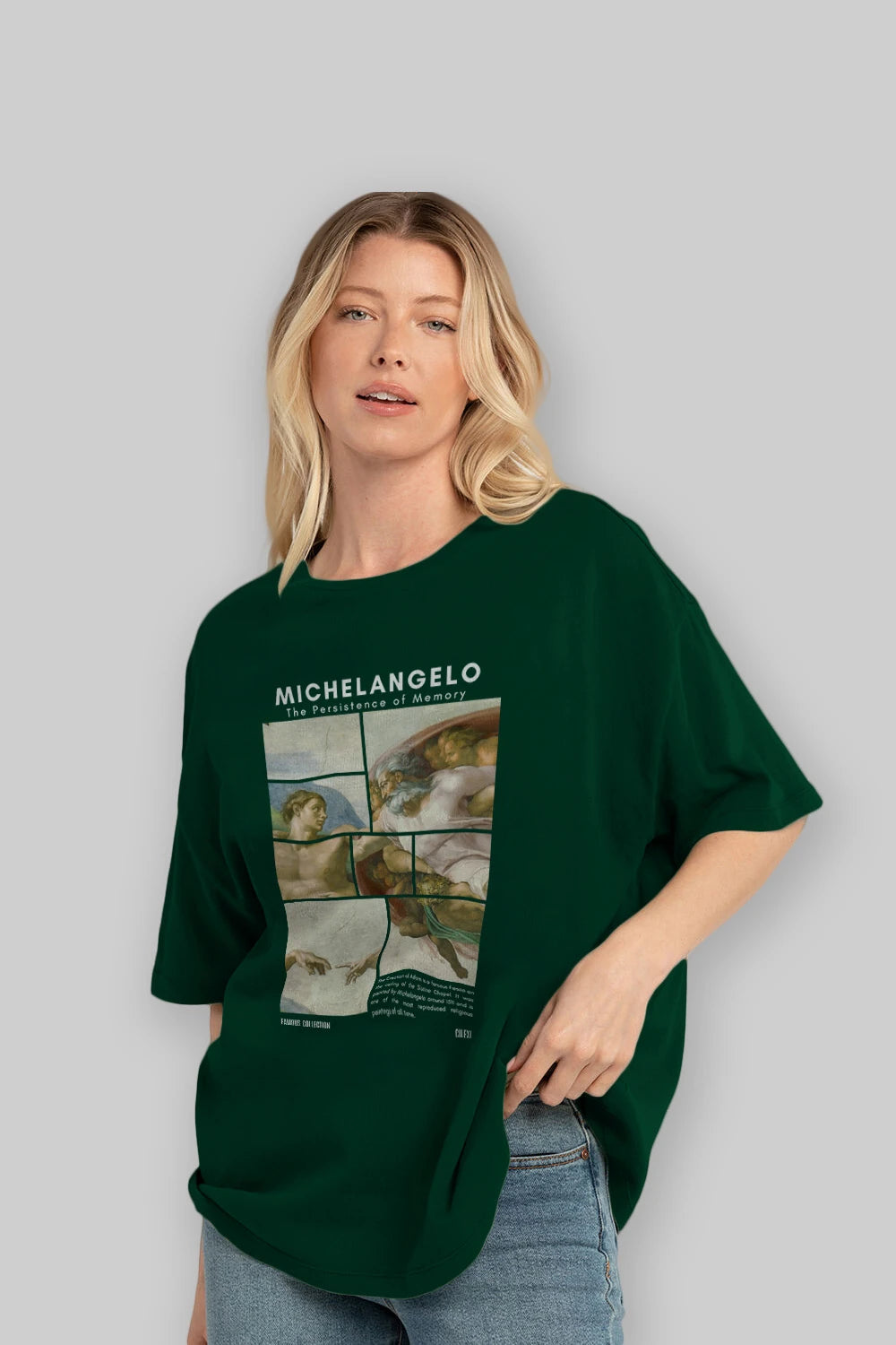 Michelangelo ön Baskılı Oversize t-shirt Erkek Kadın Bisiklet Yaka Pamuk tişort