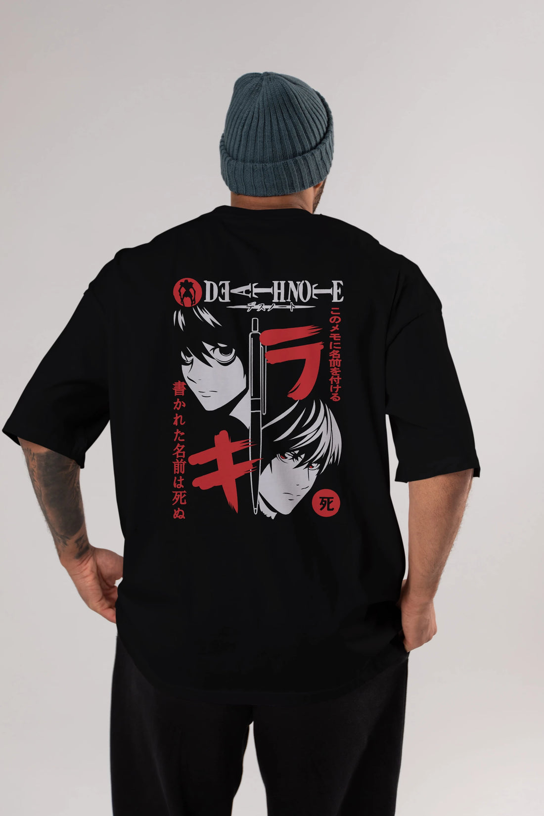 DEATHNOTE L vs KIRA Anime Arka Baskılı Oversize t-shirt Erkek Kadın Unisex