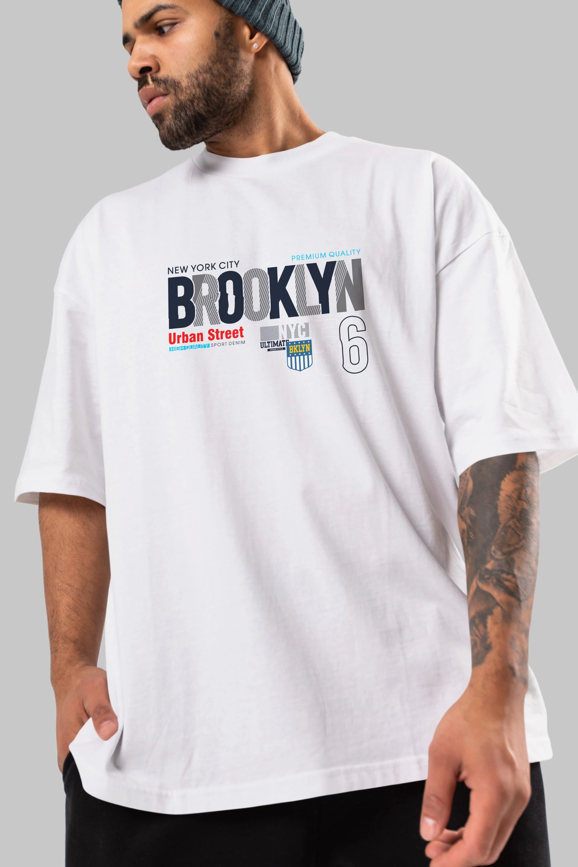 Brooklyn 56 Ön Baskılı Oversize t-shirt Erkek Kadın Unisex