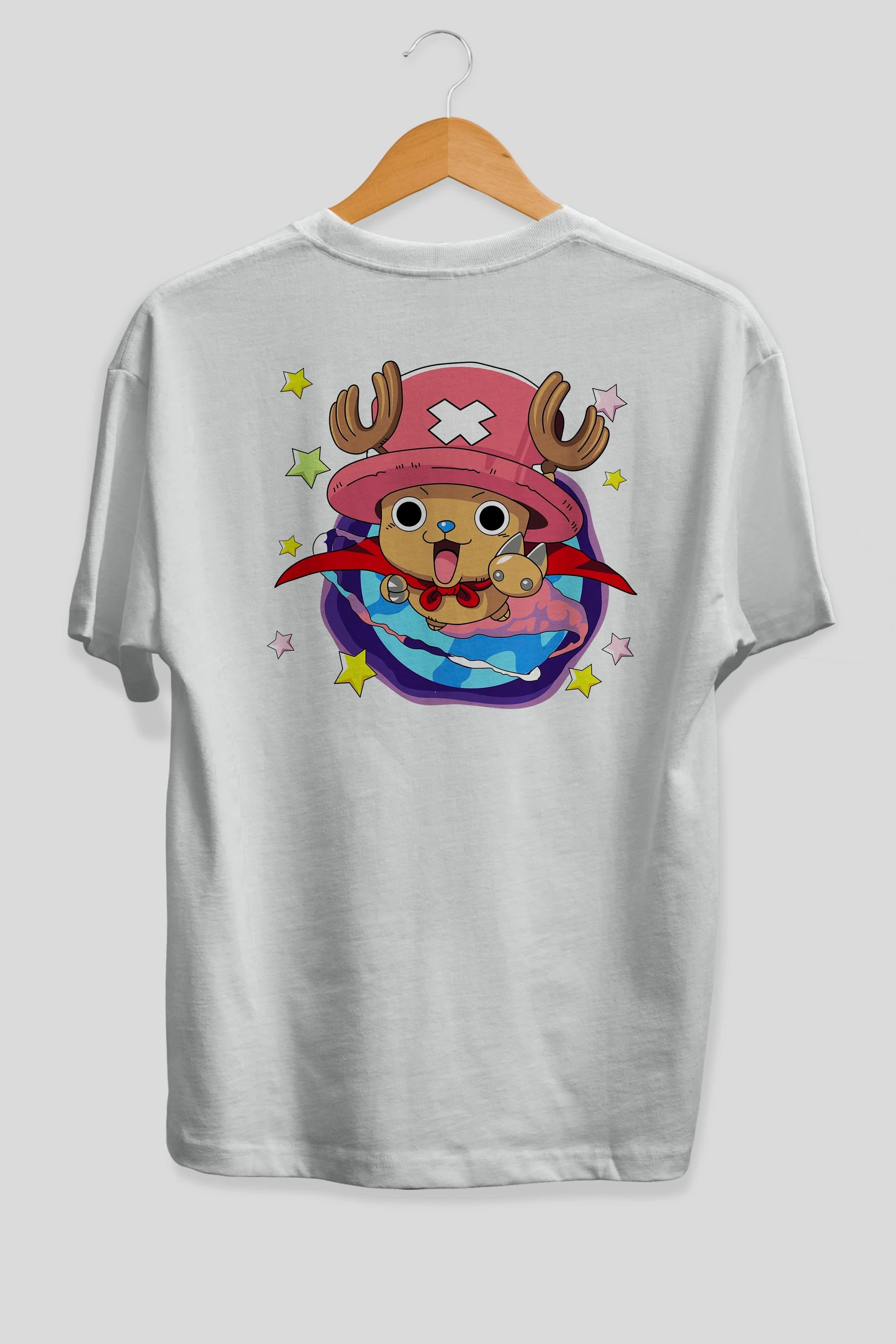 Tony Tony Chopper Anime Arka Baskılı Oversize t-shirt Erkek Kadın Unisex %100 pamuk tişort