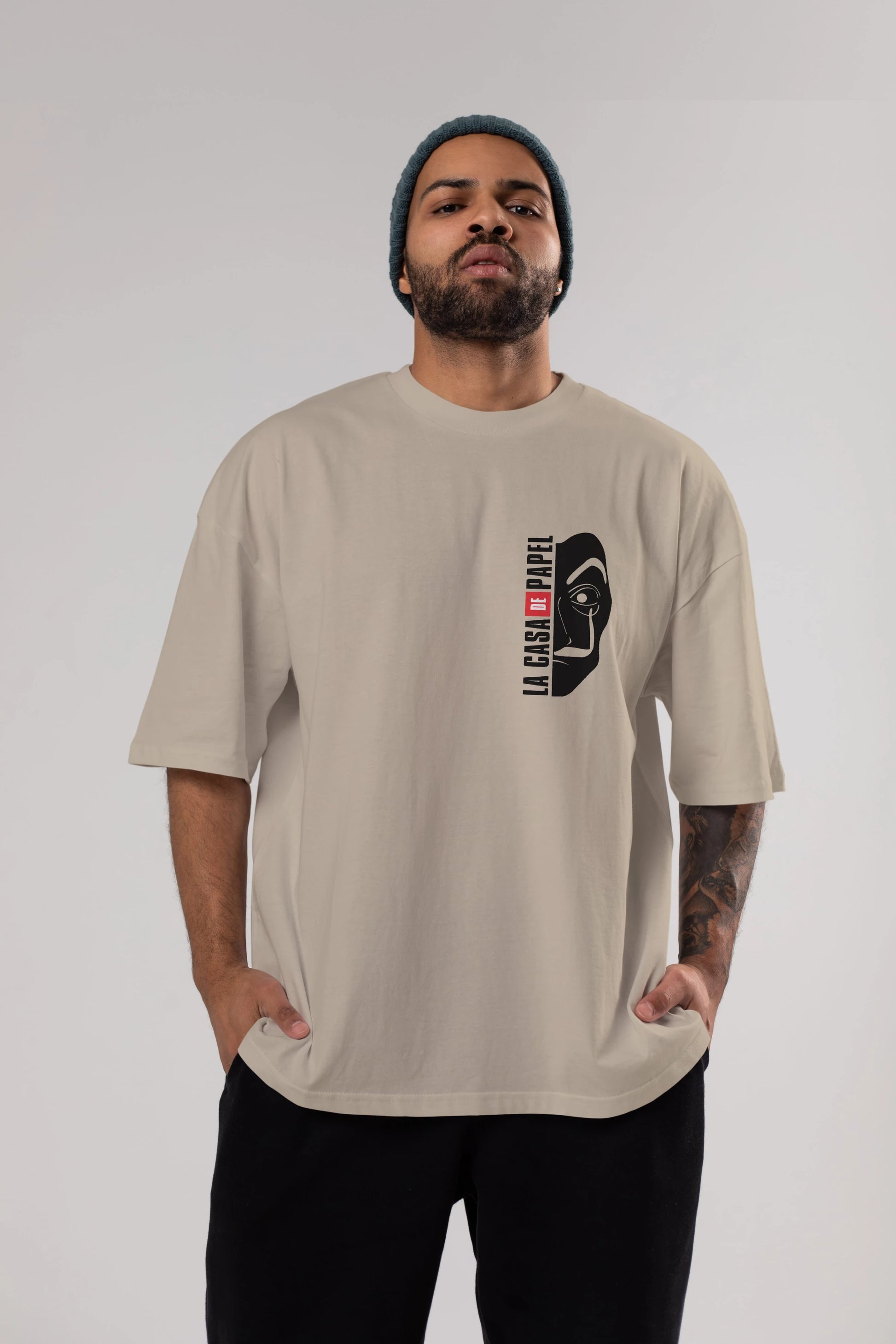 La Casa De Papel (3) Ön Sol Baskılı Oversize t-shirt Erkek Kadın Unisex %100 Pamuk Bisiklet Yaka tişort