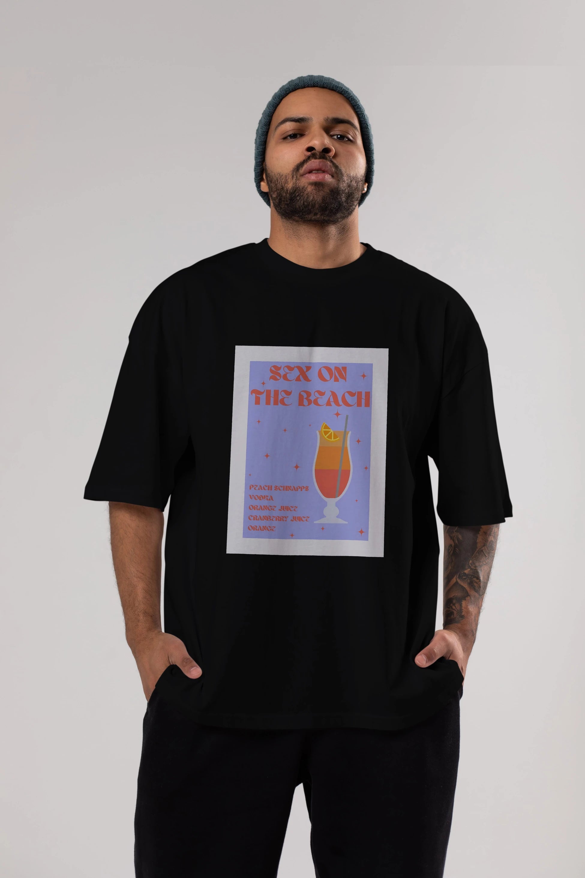 Sex On The Beach Ön Baskılı Oversize t-shirt Erkek Kadın Unisex %100 Pamuk Bisiklet Yaka tişort