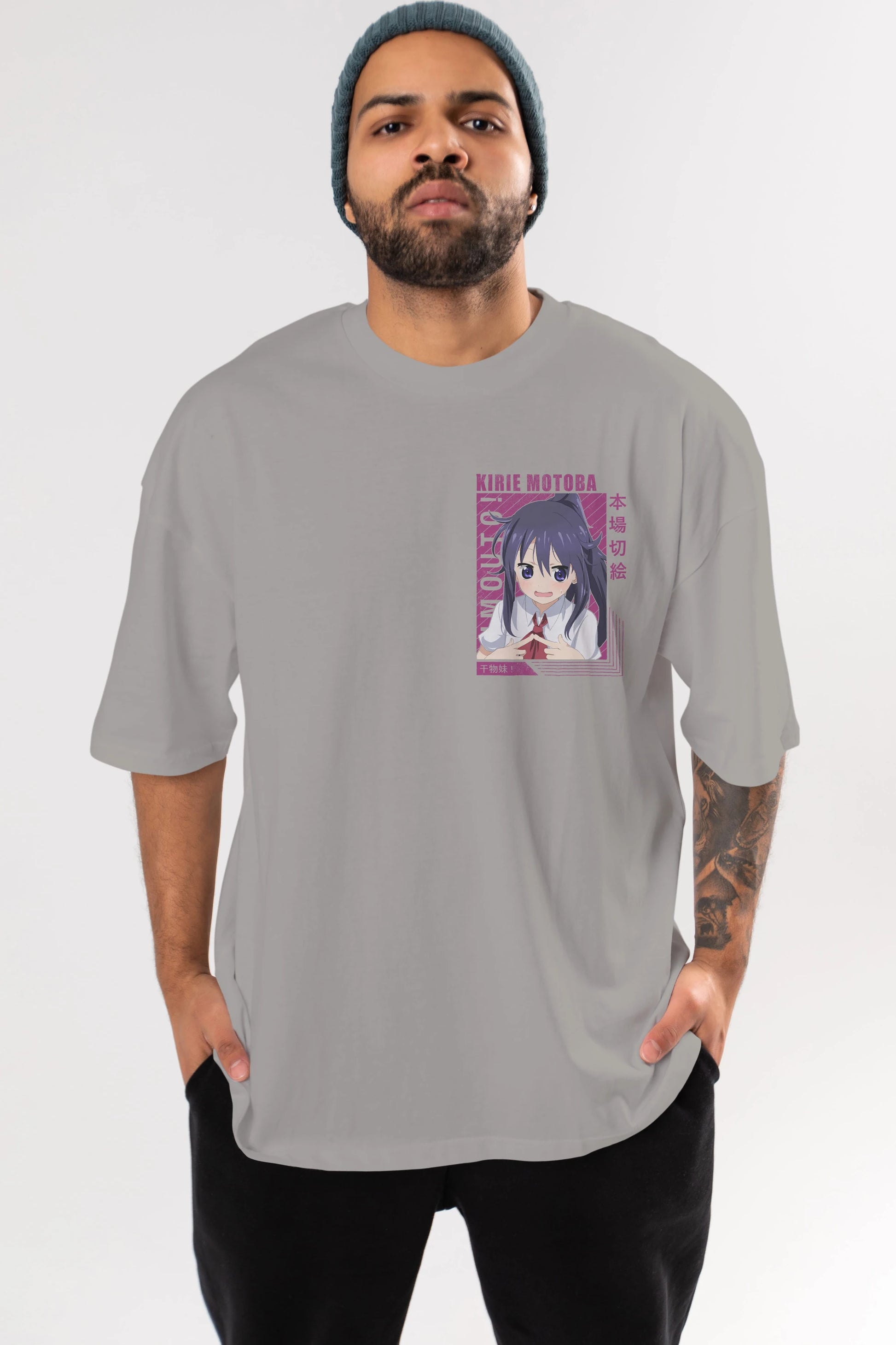 Kirie Motoba 4 Ön Sol Baskılı Oversize t-shirt Erkek Kadın Unisex %100 Pamuk Bisiklet Yaka tişort