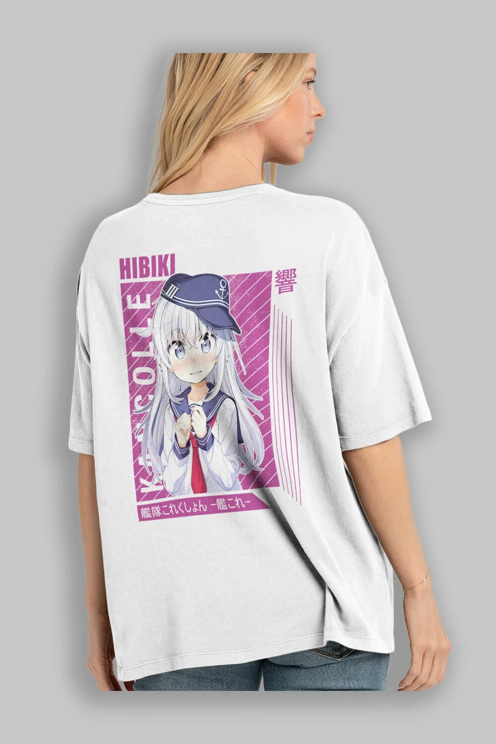 Hibiki 4 Anime Arka Baskılı Oversize t-shirt Erkek Kadın Unisex