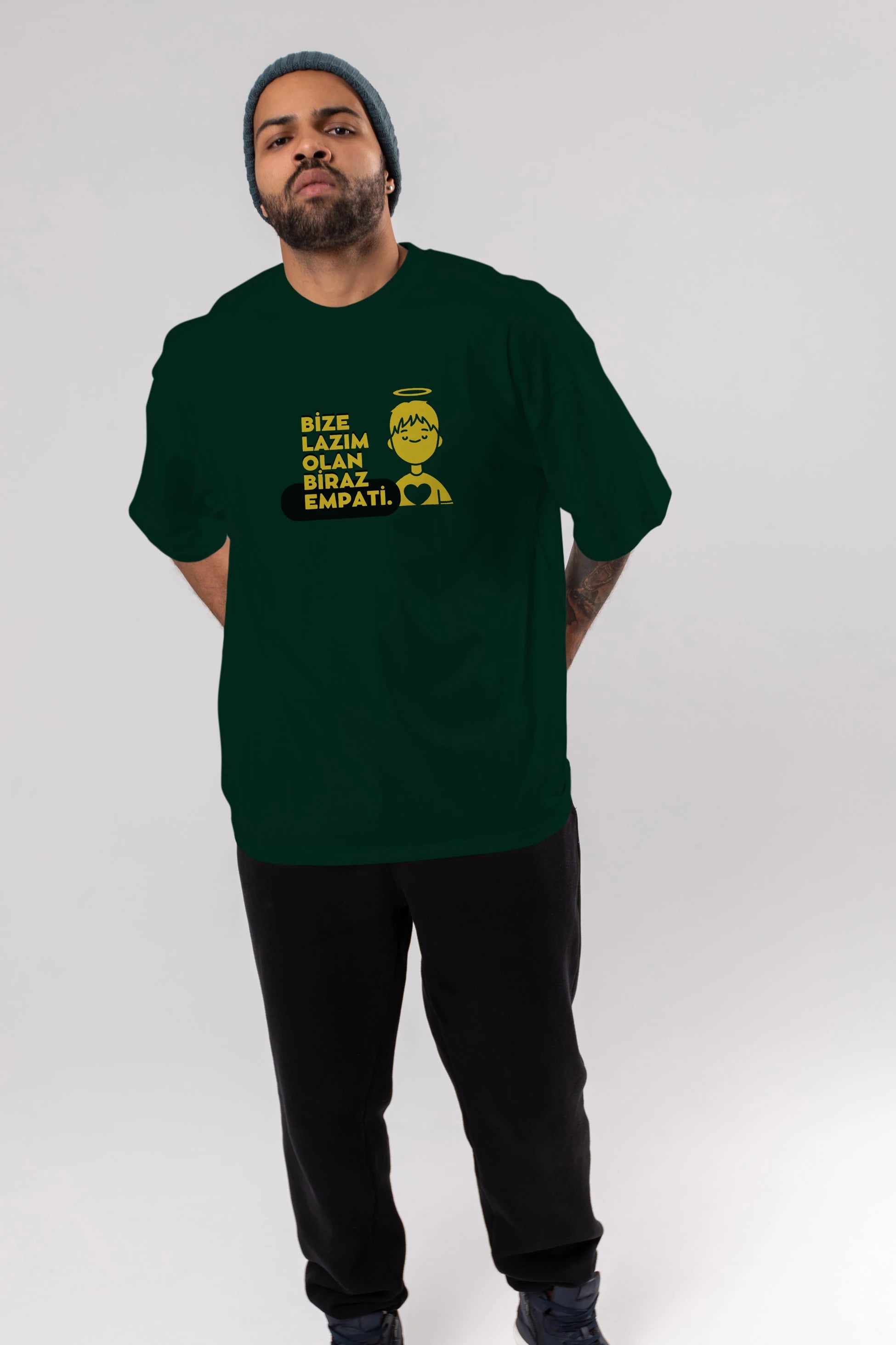 Bize Lazım Olan Biraz Empati Ön Baskılı Oversize t-shirt Erkek Kadın Unisex