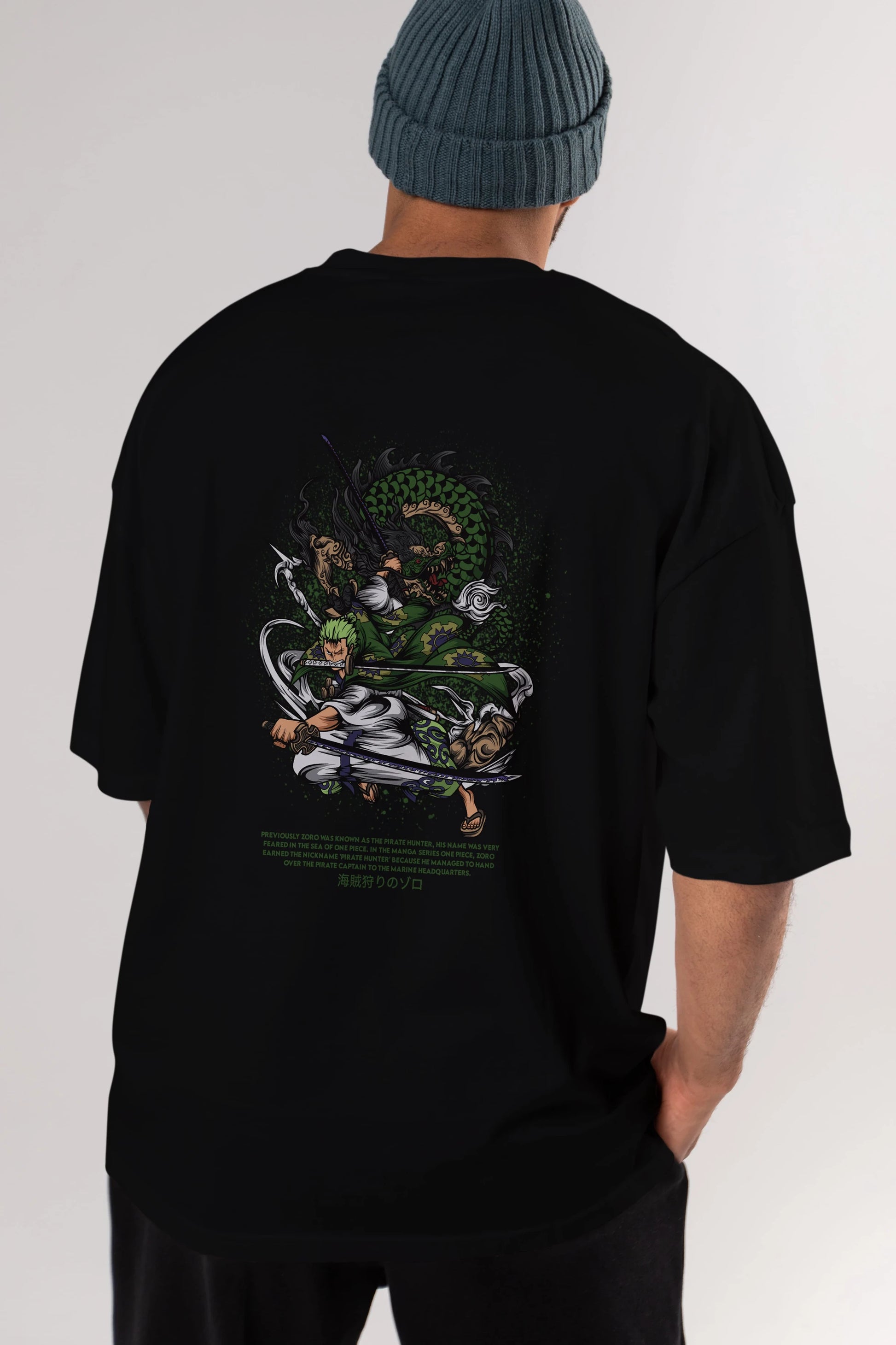 Zoro Anime Arka Baskılı Oversize t-shirt Erkek Kadın Unisex