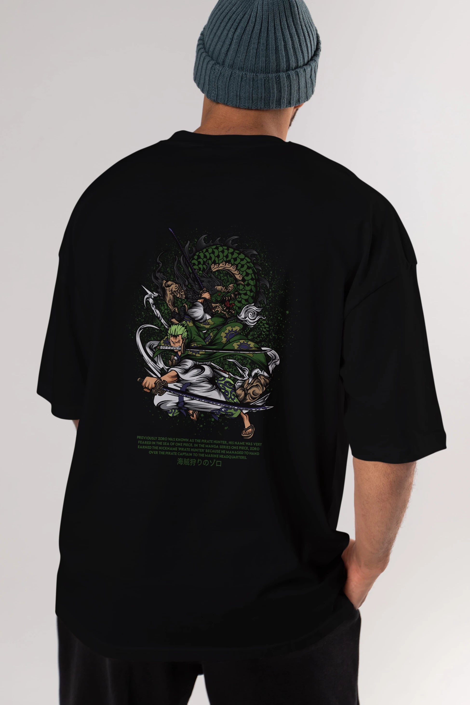 Zoro Anime Arka Baskılı Oversize t-shirt Erkek Kadın Unisex