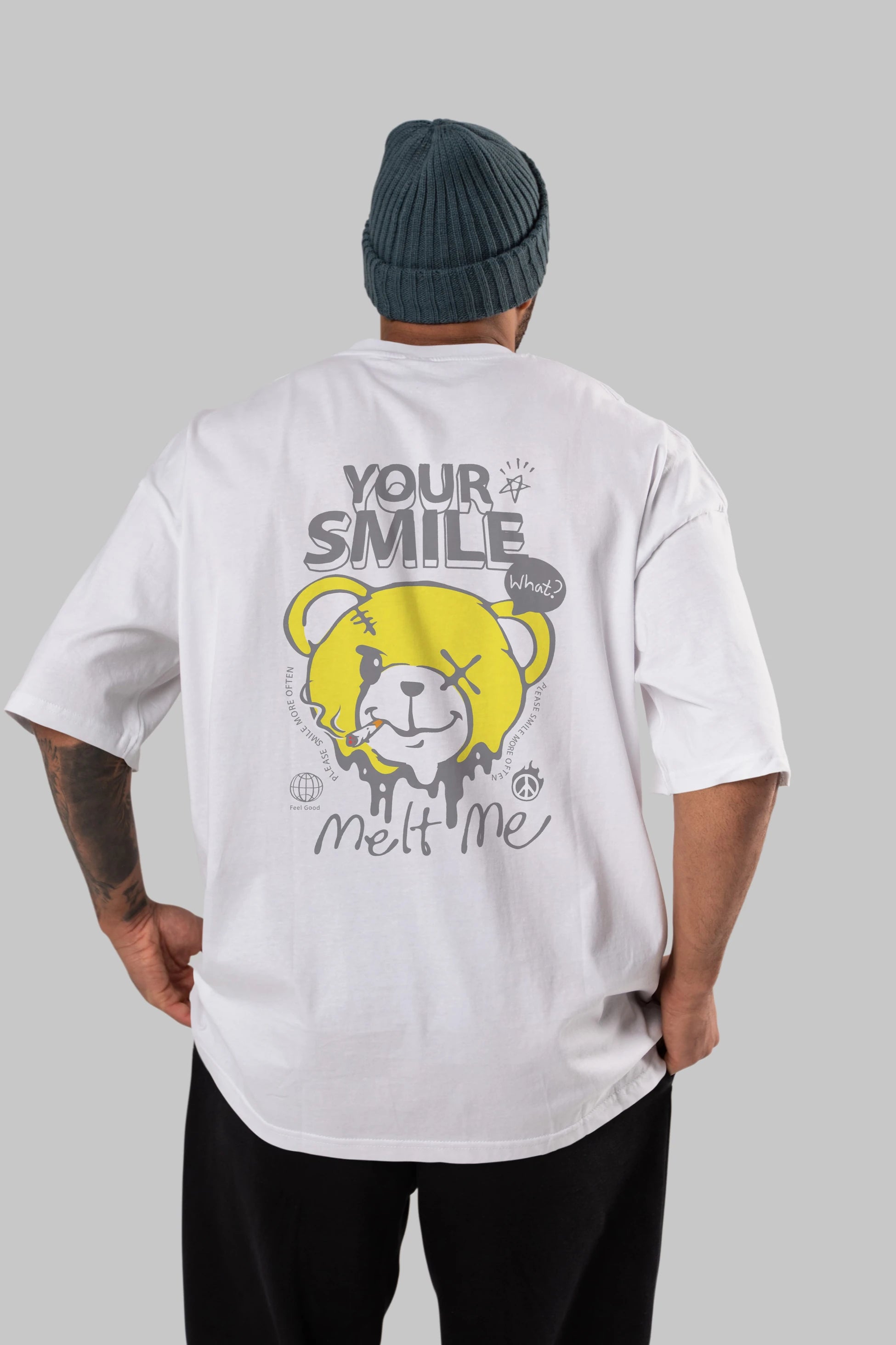 Your Smile Bear Arka Baskılı Oversize t-shirt Erkek Kadın Unisex