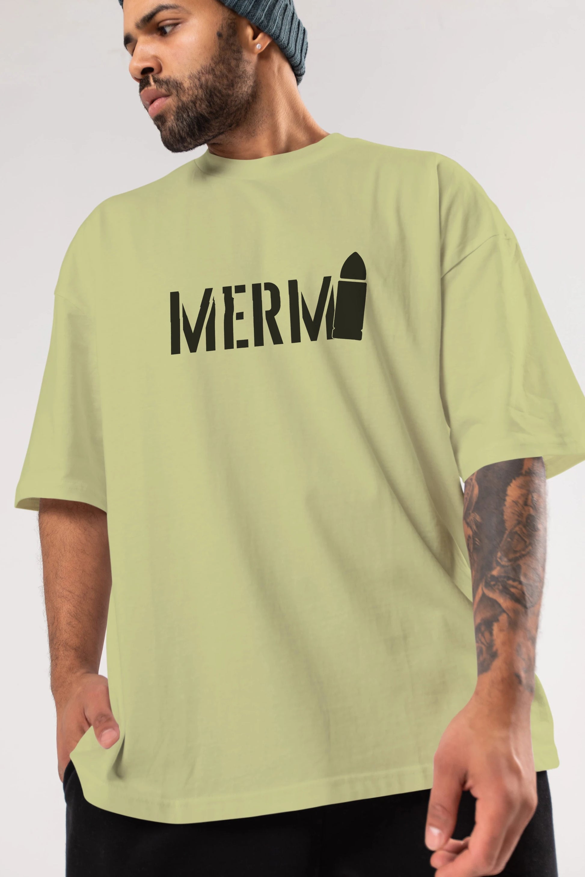 Mermi Ön Baskılı Oversize t-shirt %100 pamuk Erkek Kadın Unisex
