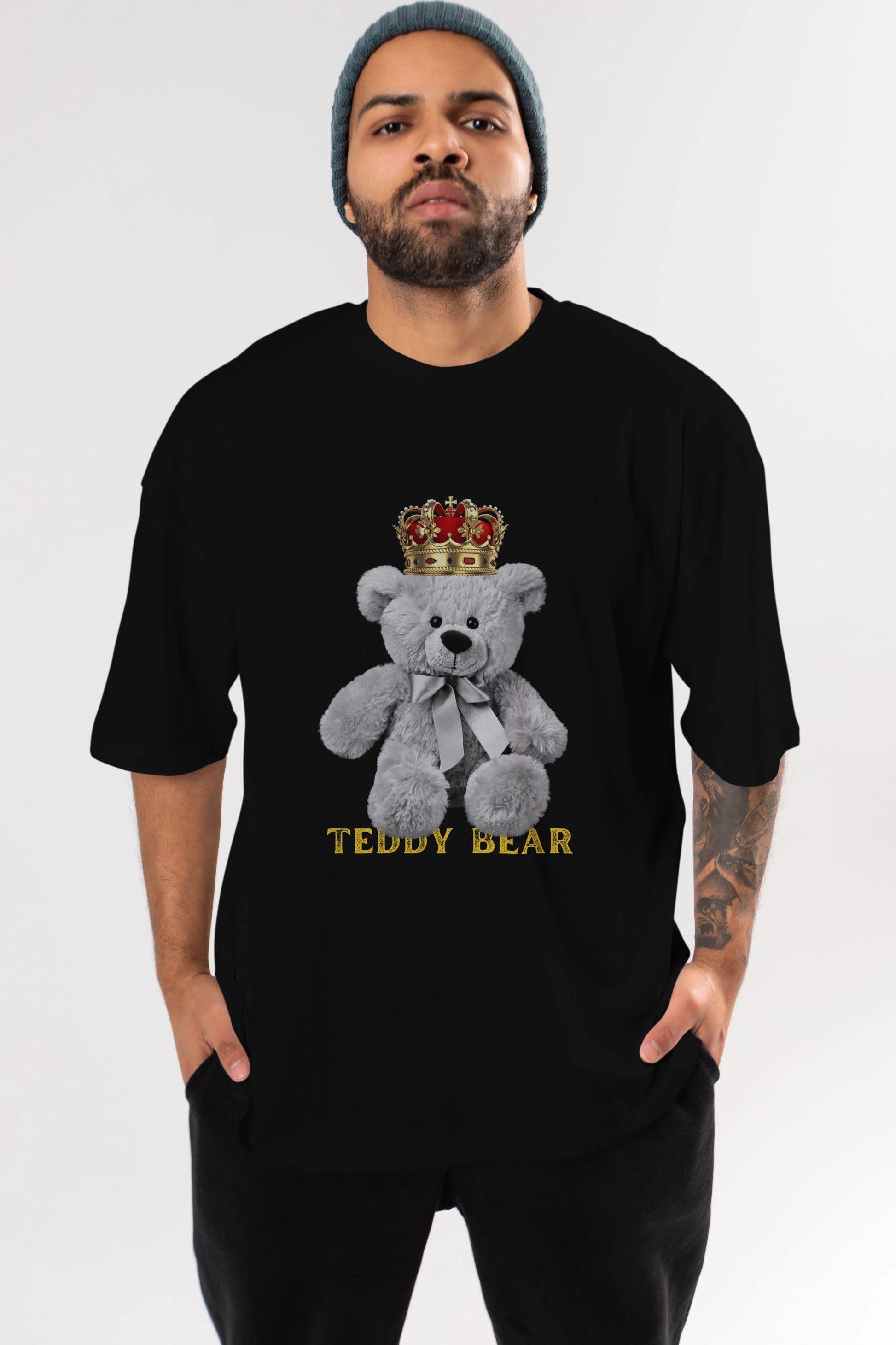 Teddy Bear Ön Baskılı Oversize t-shirt Erkek Kadın Unisex