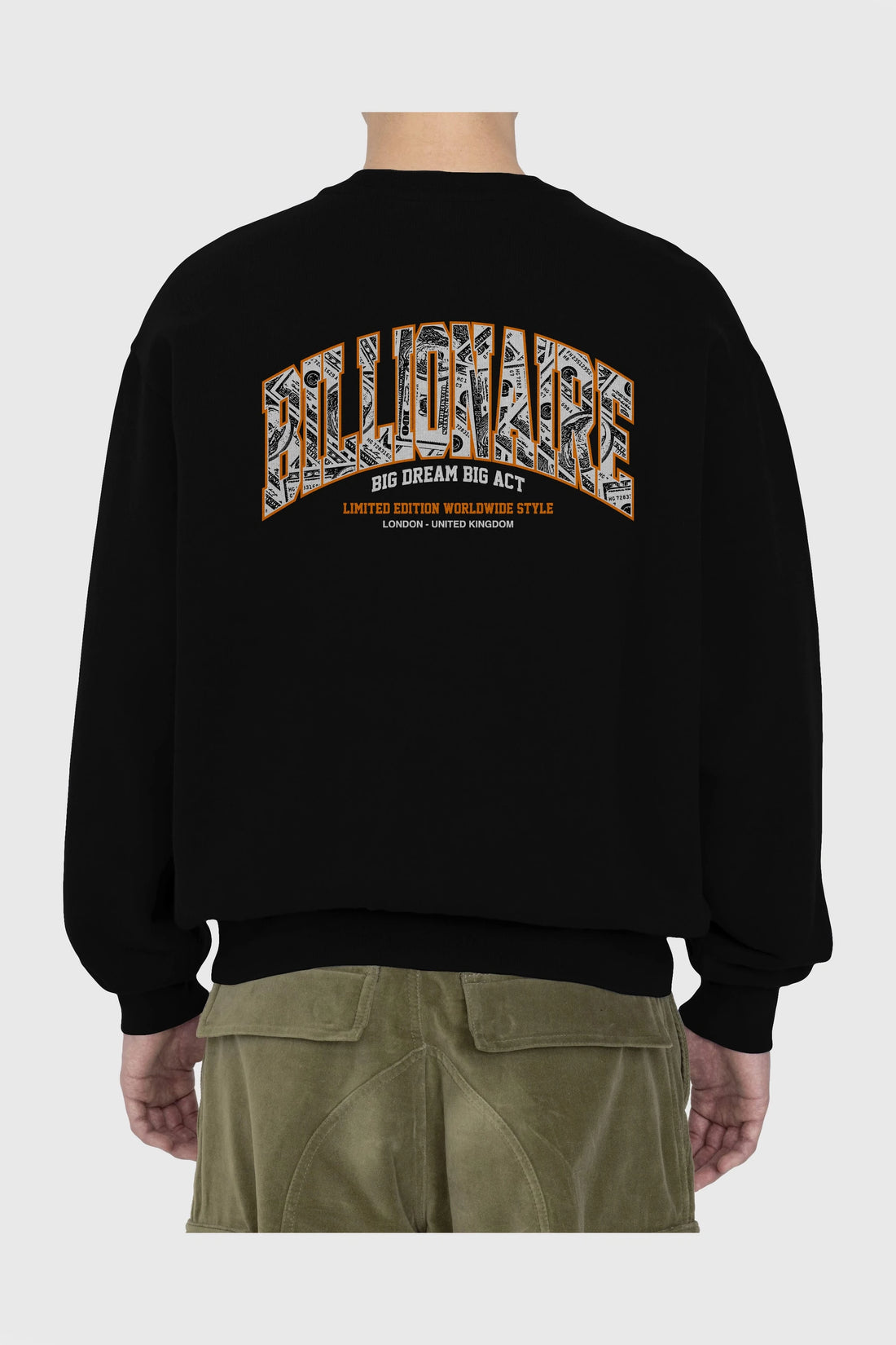 Billionaire Arka Baskılı Oversize Sweatshirt Erkek Kadın Unisex