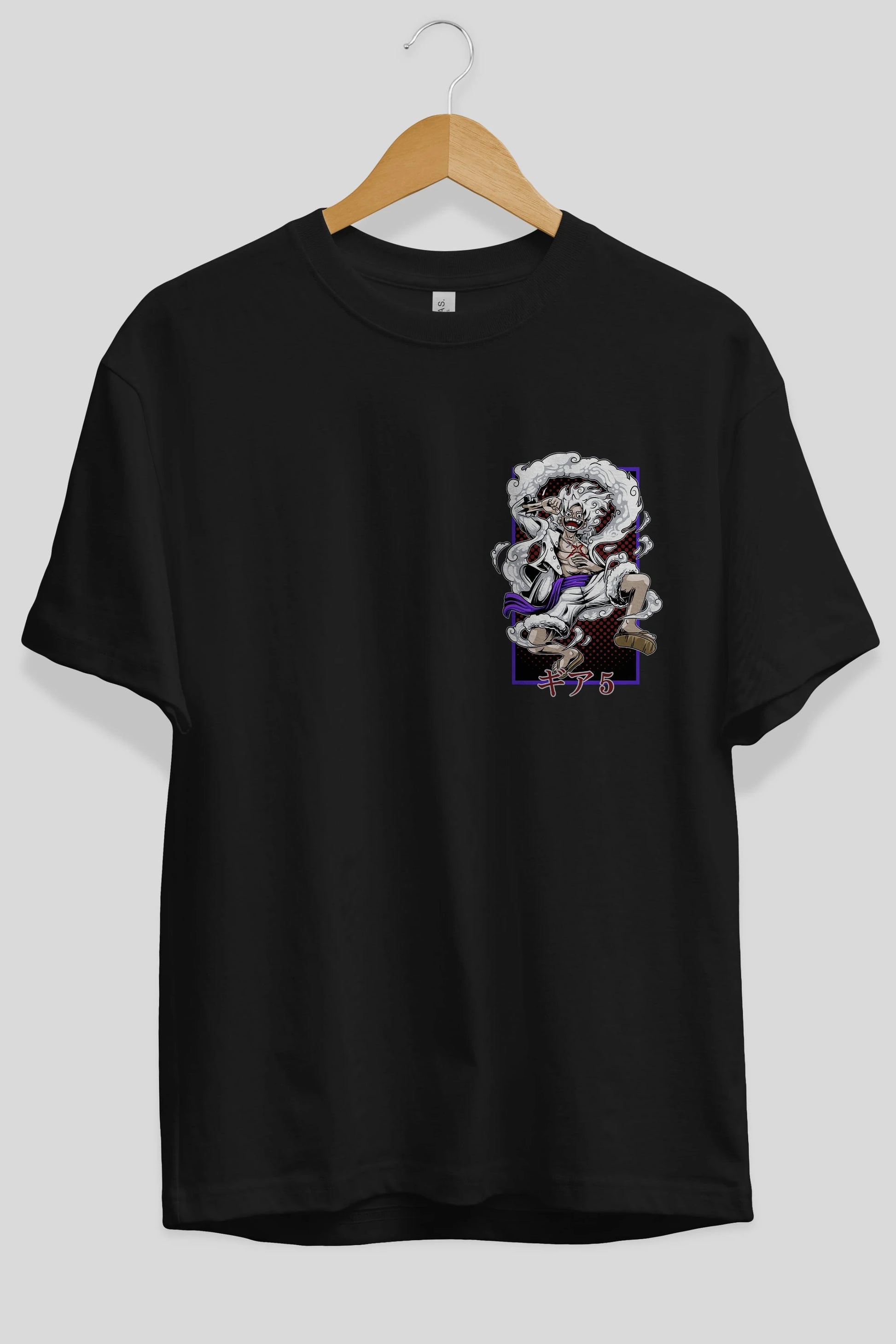 LUFFY GEAR 5 RECUADRO Ön Sol Baskılı Oversize t-shirt Erkek Kadın Unisex %100 Pamuk Bisiklet Yaka tişort