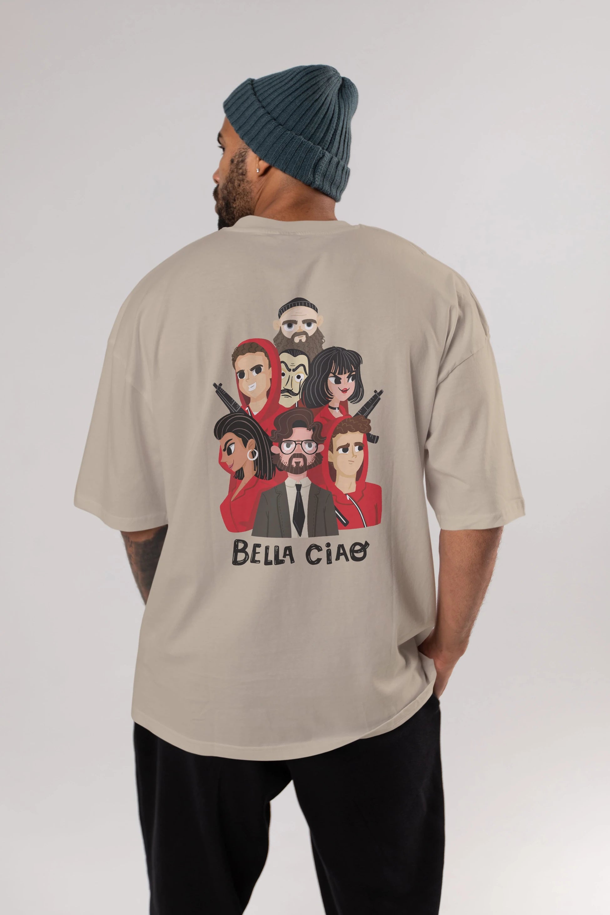 La Casa De Papel (13) Arka Baskılı Oversize t-shirt Erkek Kadın Unisex %100 Pamuk Bisiklet Yaka tişort