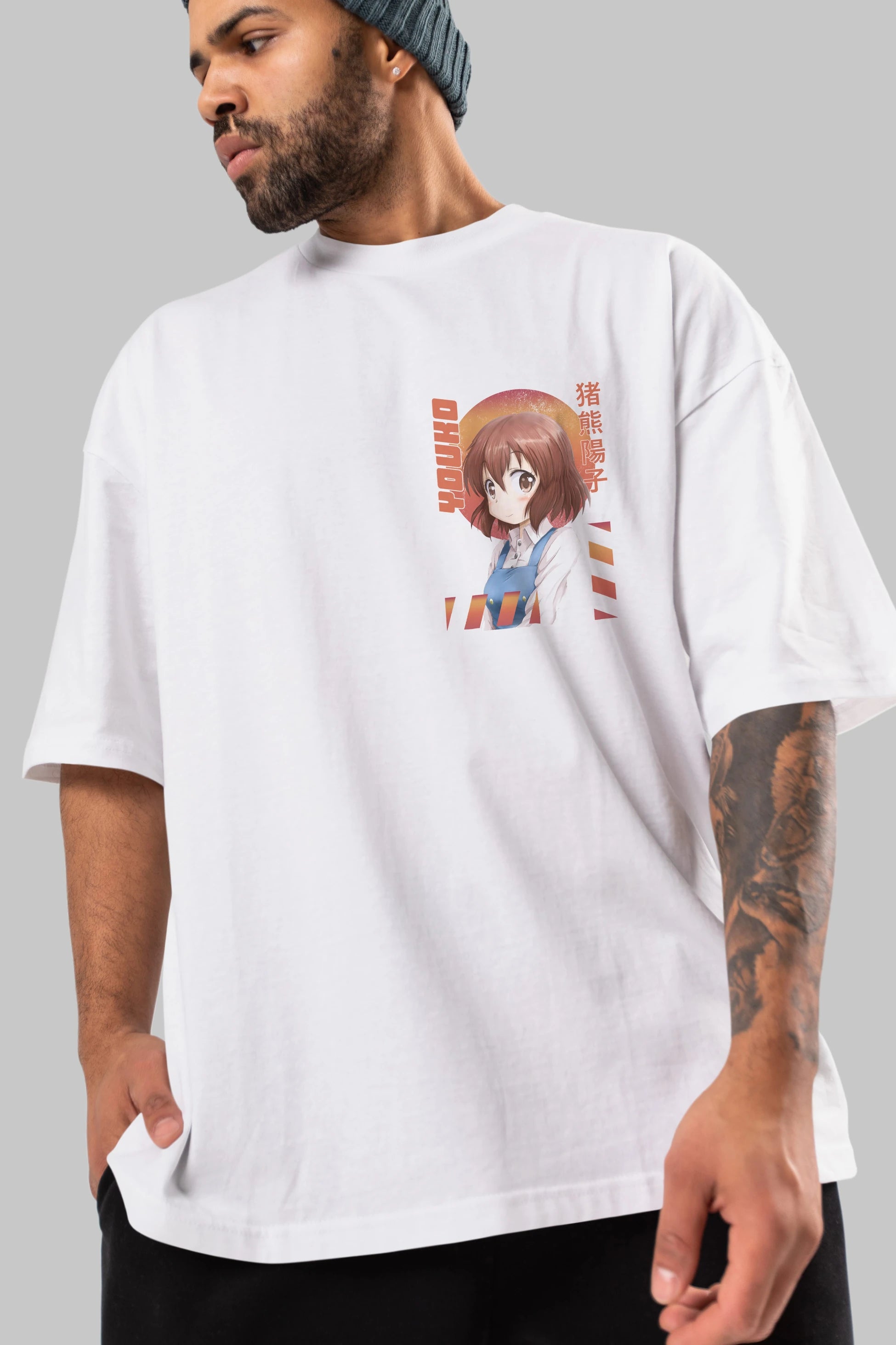 Youko Inokuma 5 Ön Sol Baskılı Oversize t-shirt Erkek Kadın Unisex %100 Pamuk Bisiklet Yaka tişort