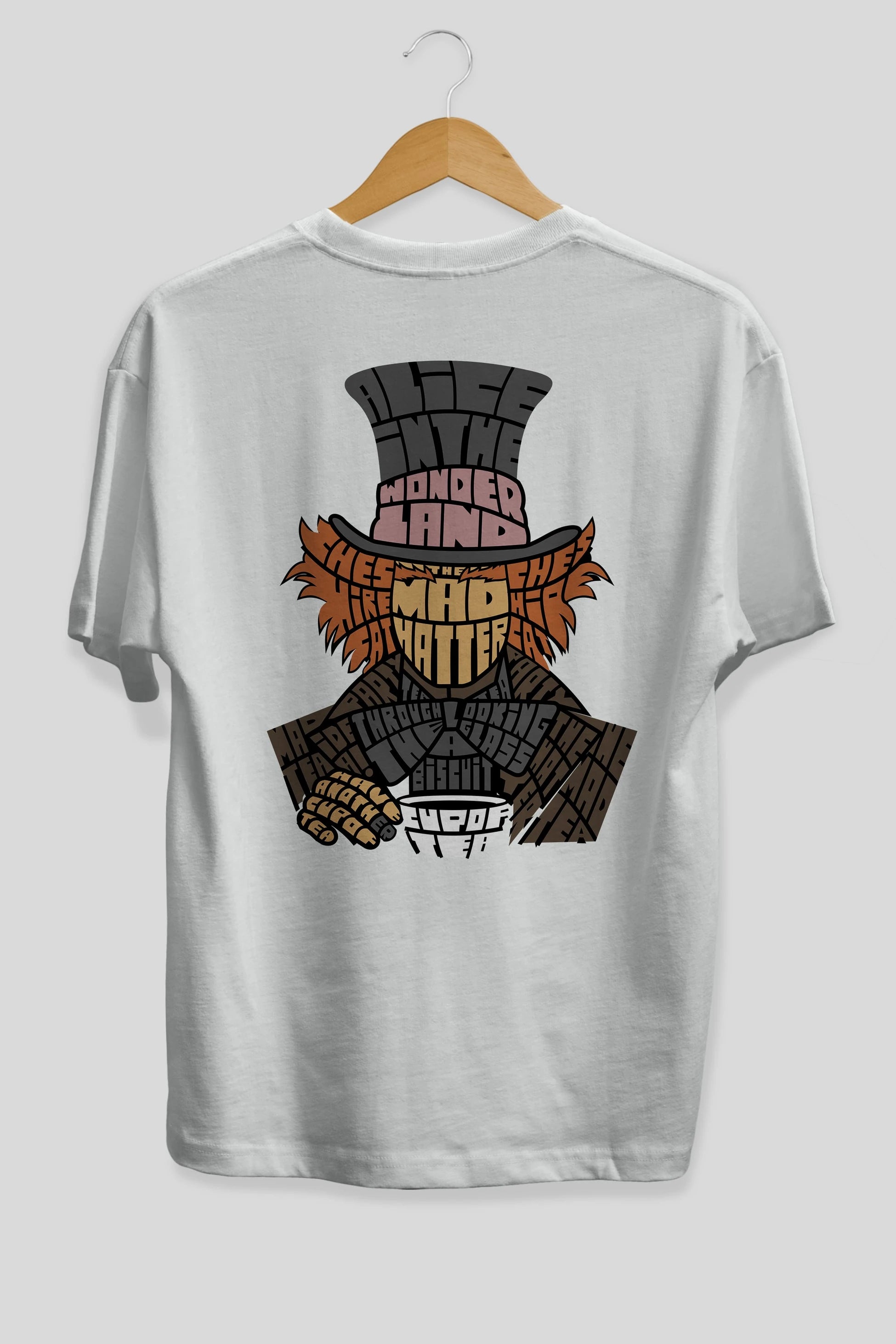 Madhatter Arka Baskılı Oversize t-shirt %100 pamuk Erkek Kadın Unisex