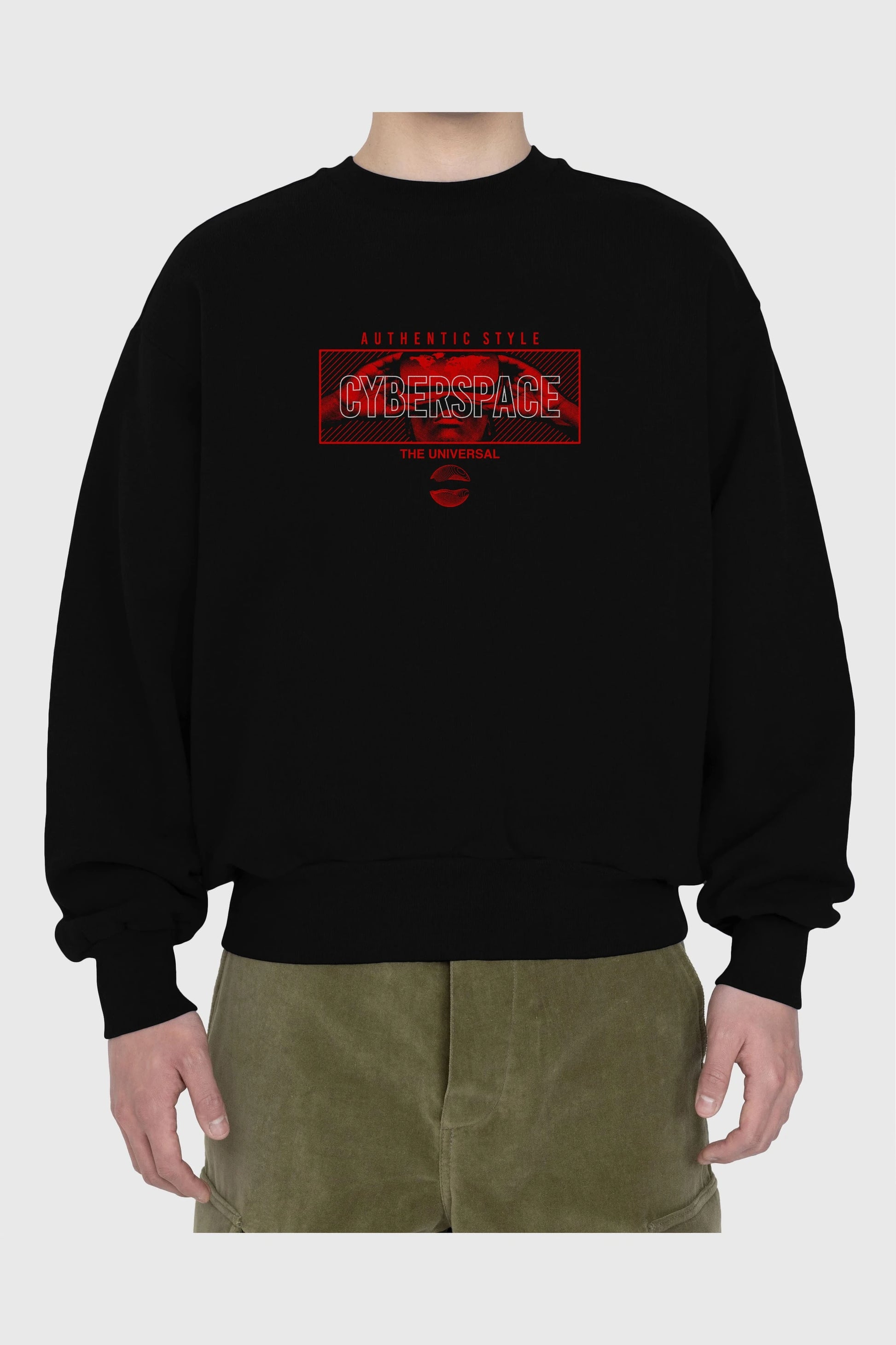 Cyberspace Ön Baskılı Oversize Sweatshirt Erkek Kadın Unisex