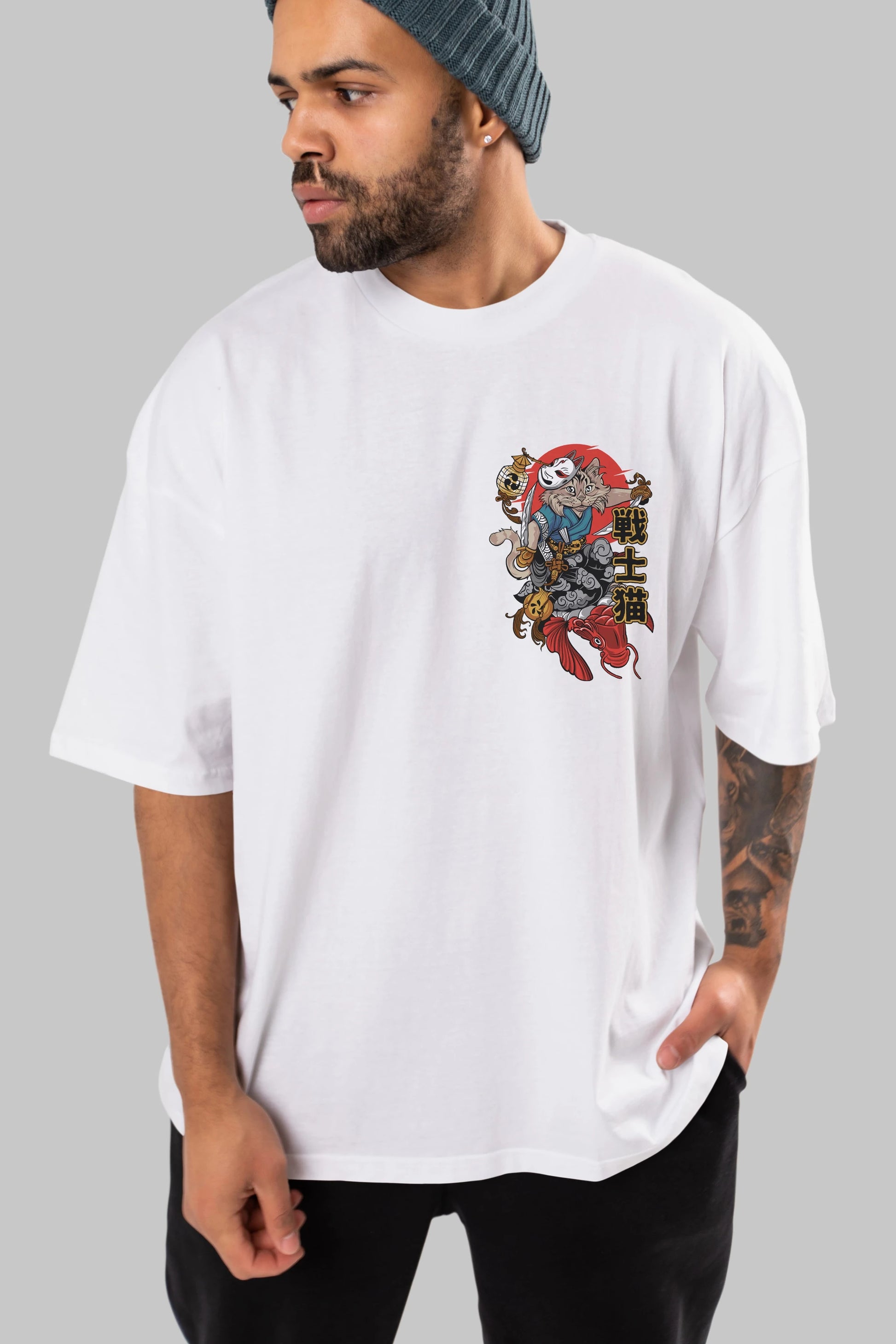 TRIBAL (2) Ön Sol Baskılı Oversize t-shirt Erkek Kadın Unisex %100 Pamuk Bisiklet Yaka tişort