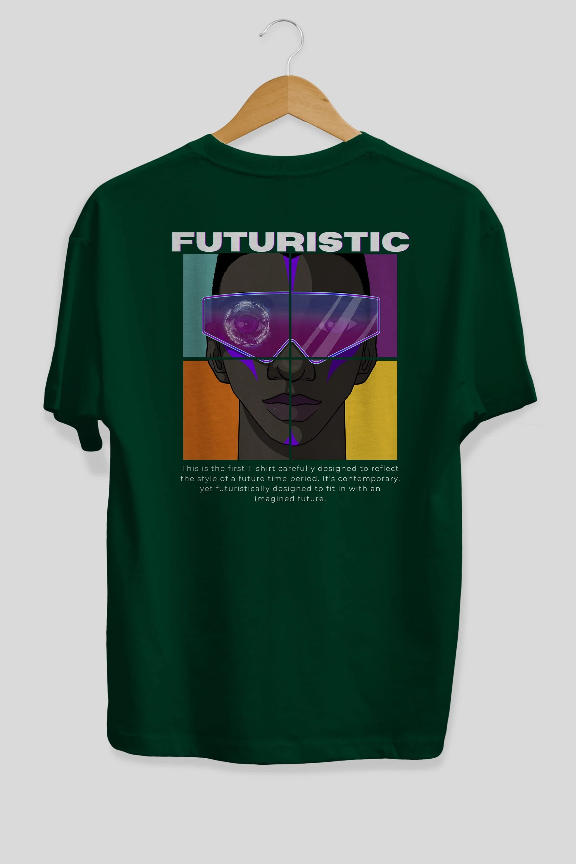 Futuristic Streetwear Arka Baskılı Oversize t-shirt Erkek Kadın Unisex