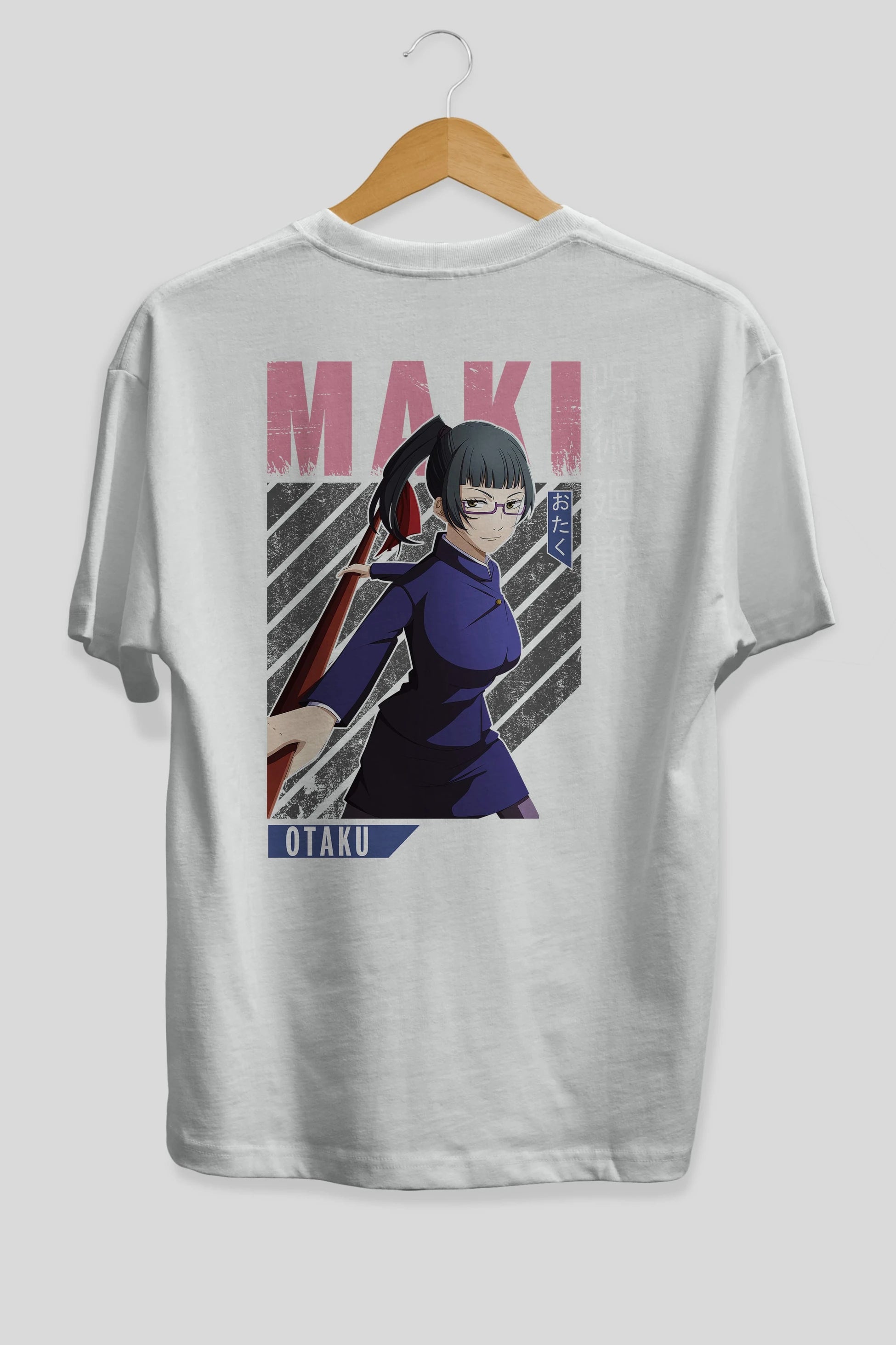 Maki Zenin CHAINSAWMAN Anime Arka Baskılı Oversize t-shirt Erkek Kadın Unisex