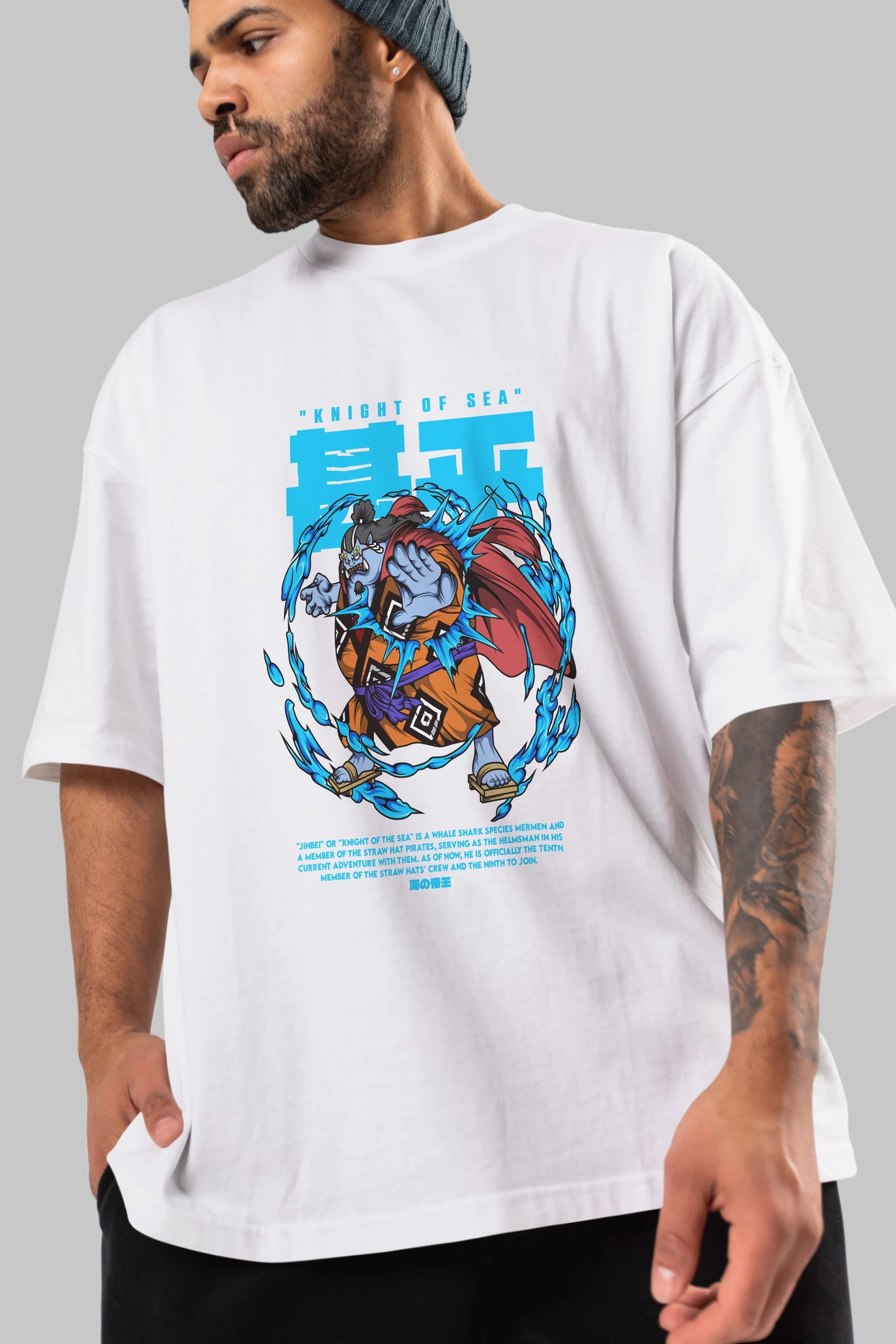 Jinbei Anime Ön Baskılı Oversize t-shirt %100 pamuk Erkek Kadın Unisex