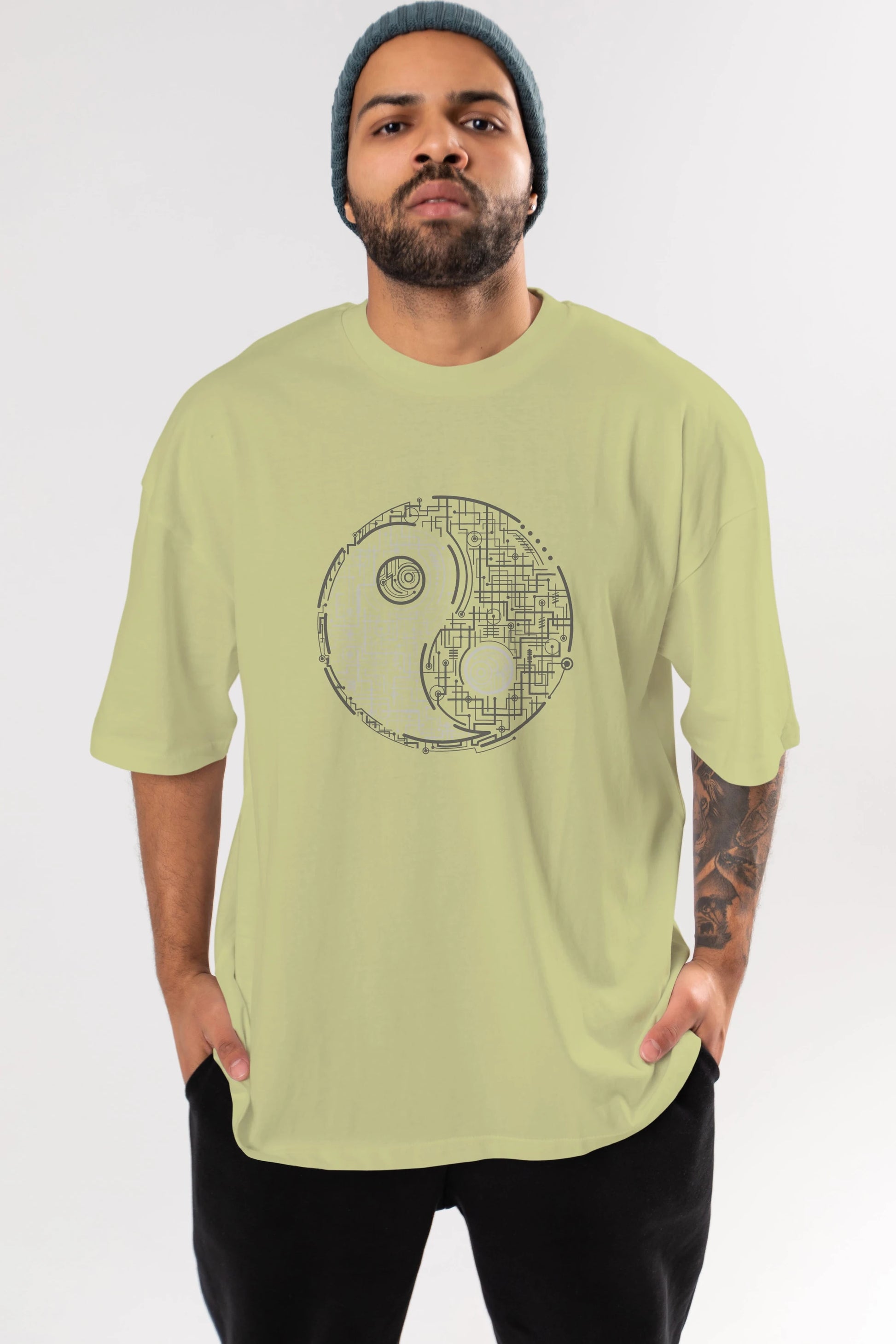 Electric Balance Ön Baskılı Oversize t-shirt %100 pamuk Erkek Kadın Unisex