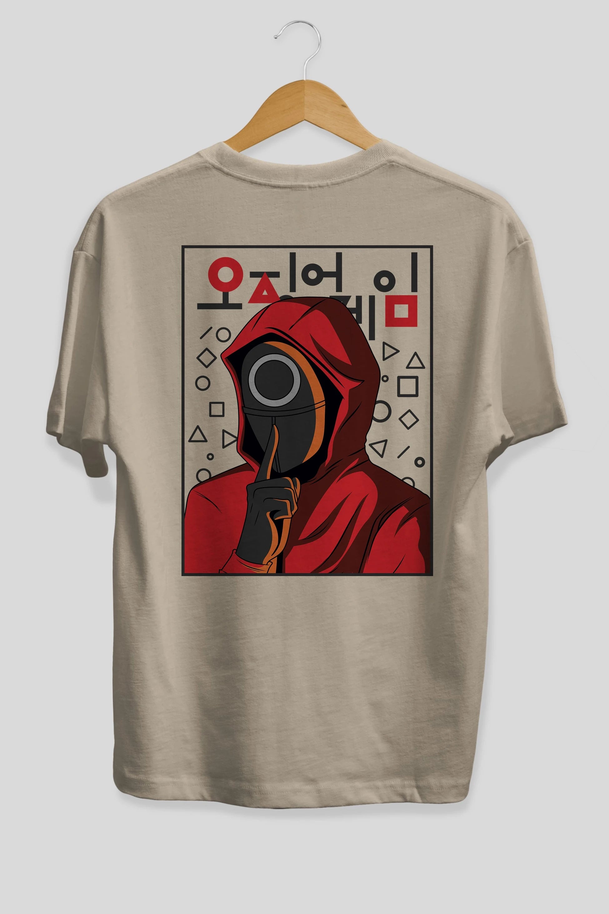 Squid Game (5) Arka Baskılı Oversize t-shirt Erkek Kadın Unisex %100 Pamuk Bisiklet Yaka tişort