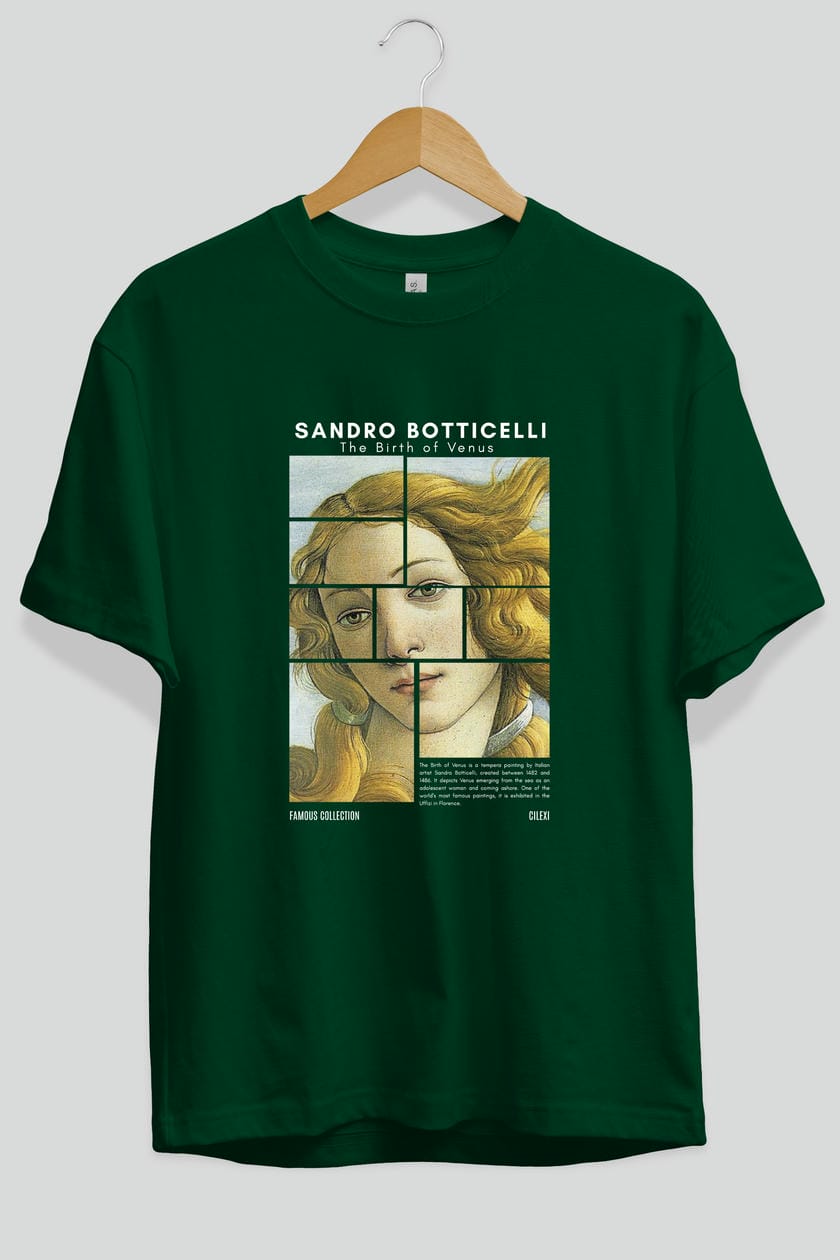 Sandro Botticelli ön Baskılı Oversize t-shirt Erkek Kadın Bisiklet Yaka Pamuk tişort