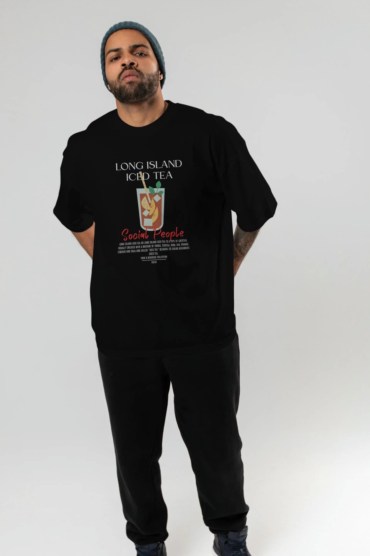 Long Island ıced tea Kokteyl Serisi ön Baskılı Oversize t-shirt Erkek Kadın %100 Pamuk Bisiklet Yaka tişort