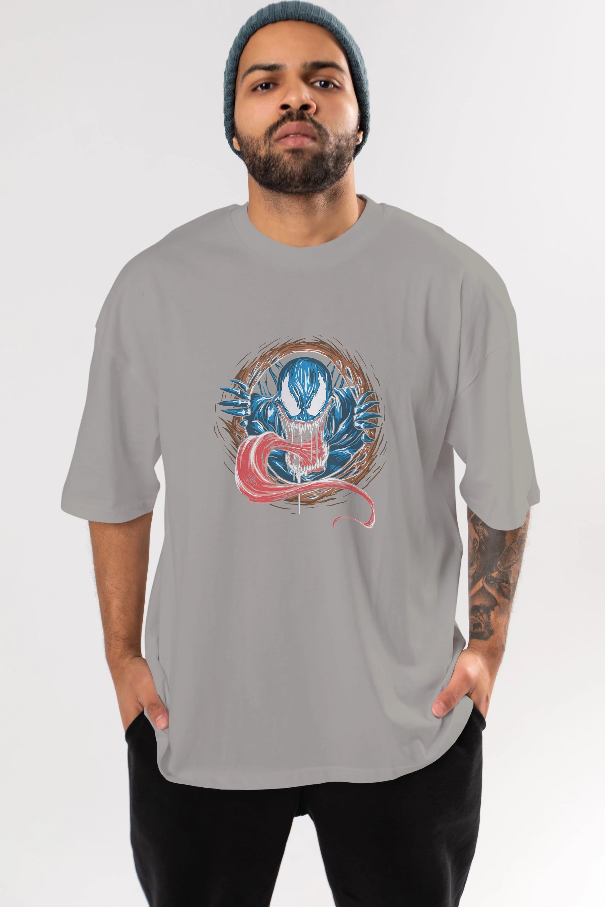 Venom (7) Ön Baskılı Oversize t-shirt Erkek Kadın Unisex %100 Pamuk Bisiklet Yaka tişort